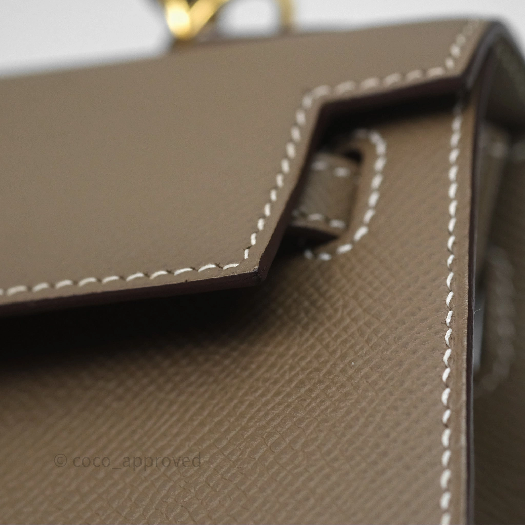 Herms Kelly 25 Sellier Etoupe Epsom Gold Hardware