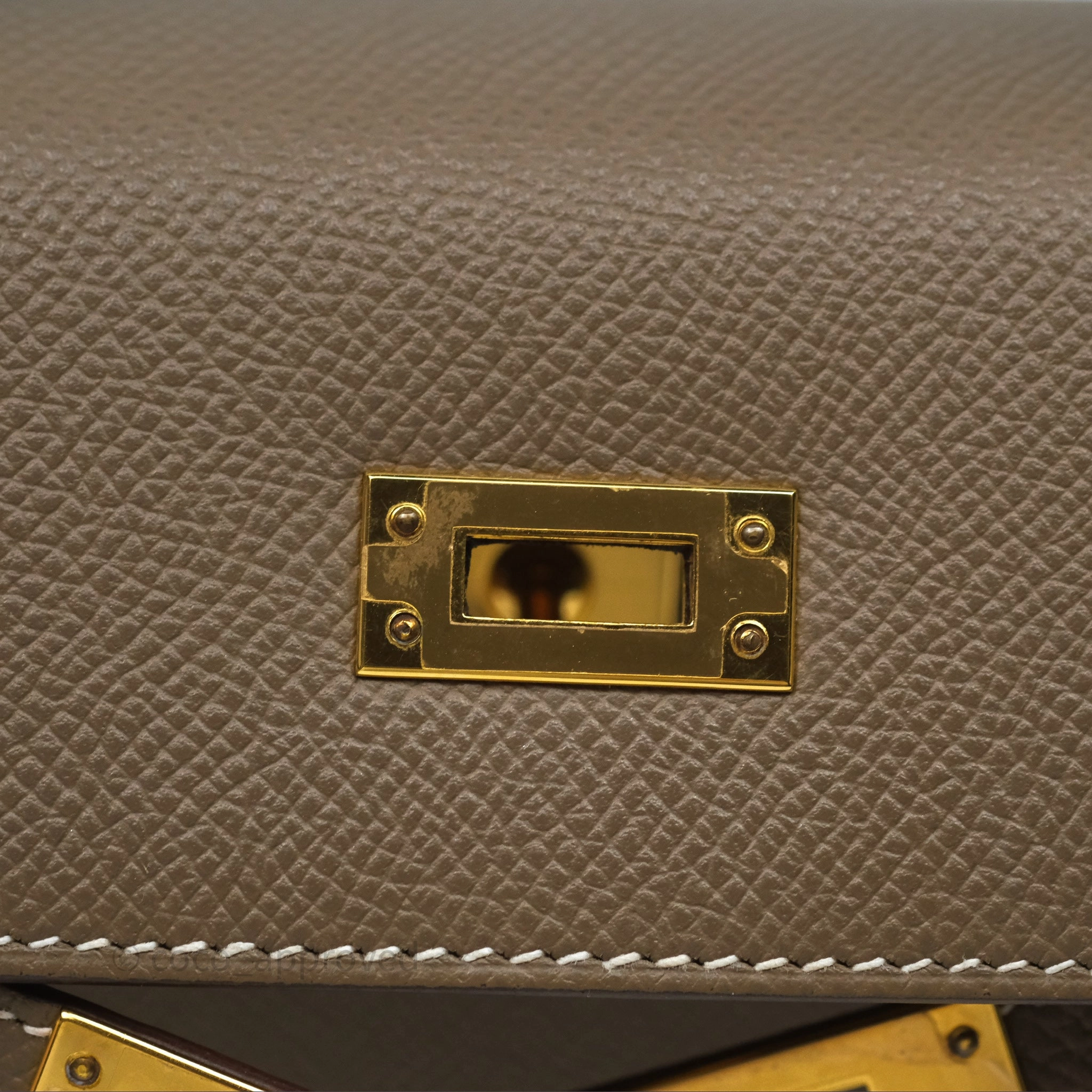 Herms Kelly 25 Sellier Etoupe Epsom Gold Hardware