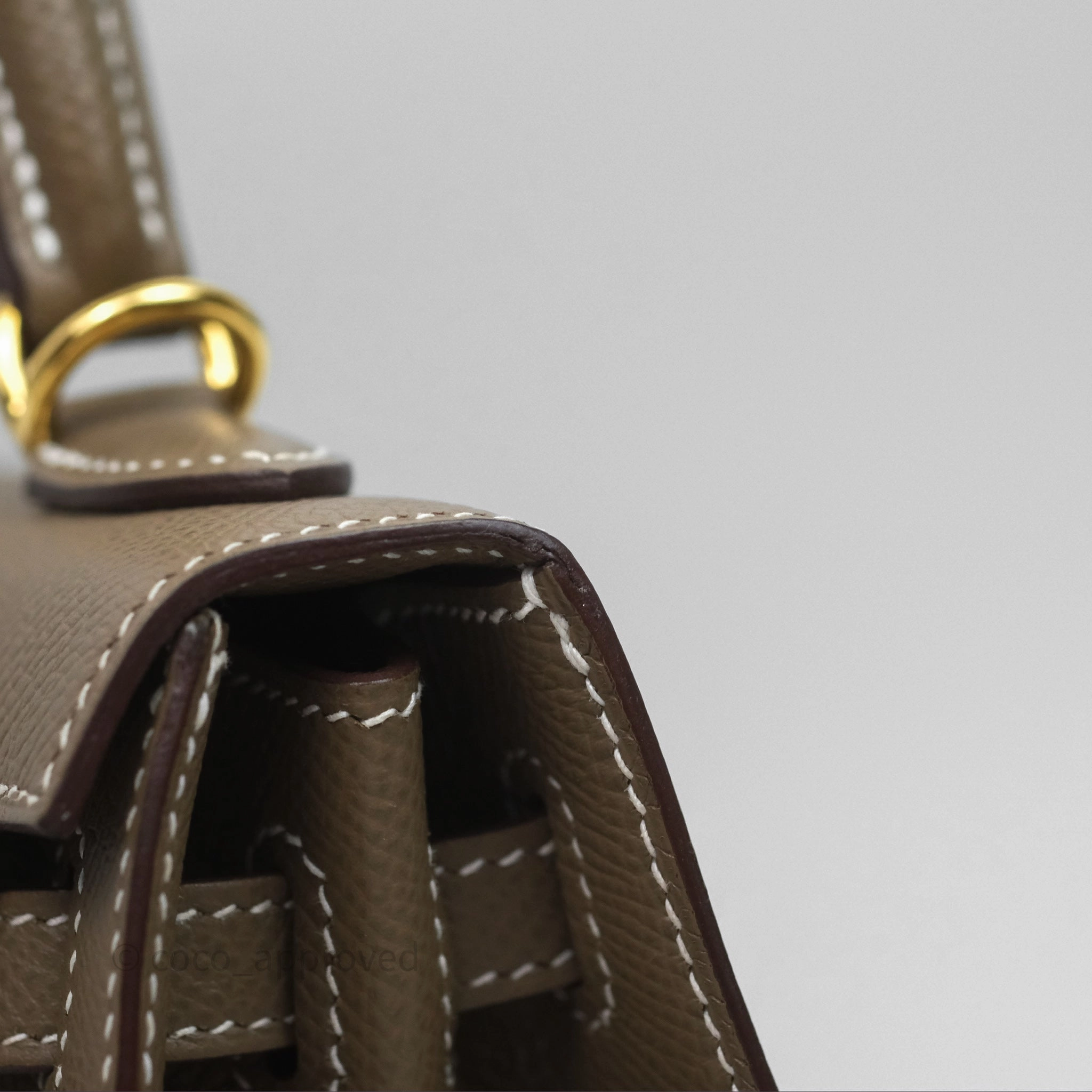 Herms Kelly 25 Sellier Etoupe Epsom Gold Hardware