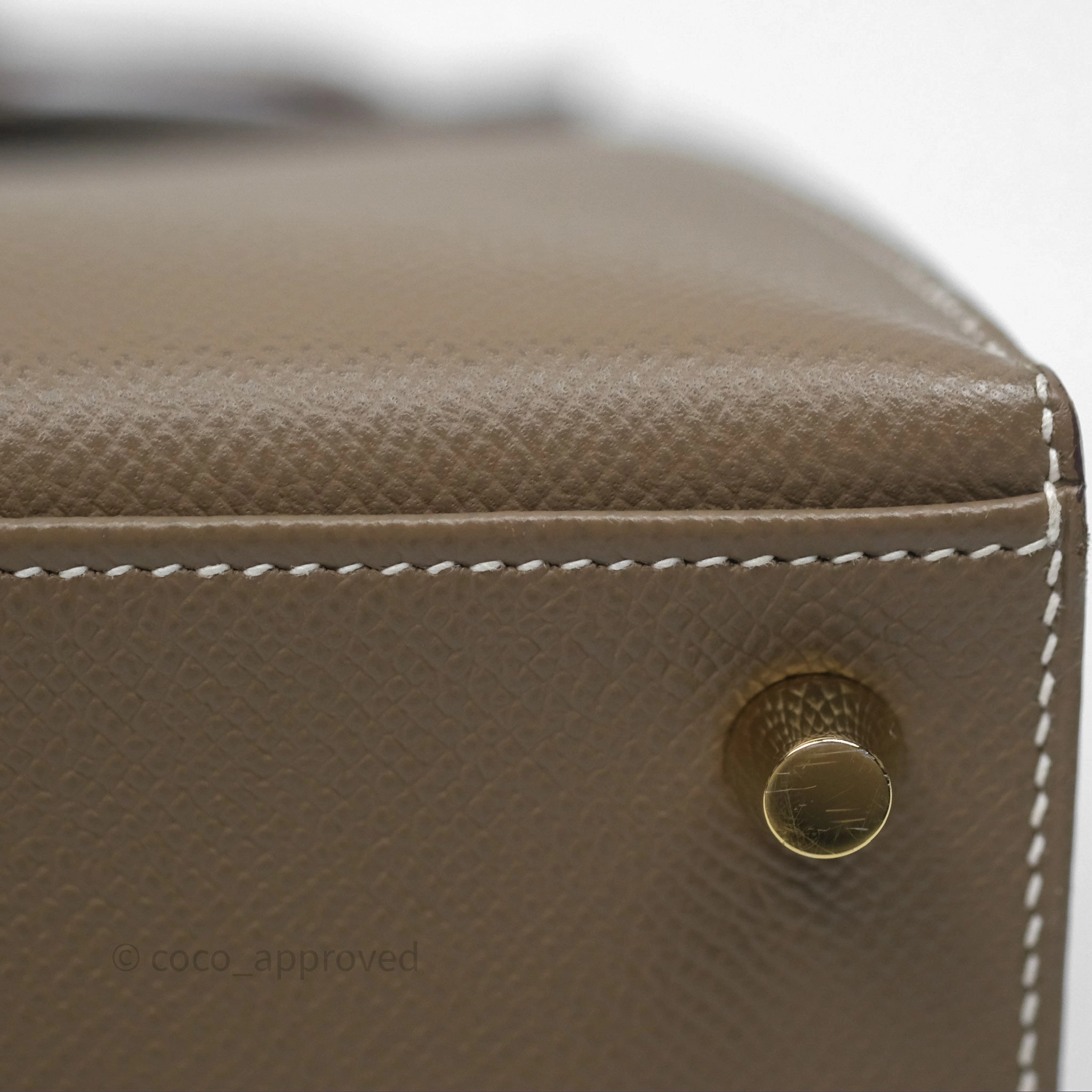 Herms Kelly 25 Sellier Etoupe Epsom Gold Hardware