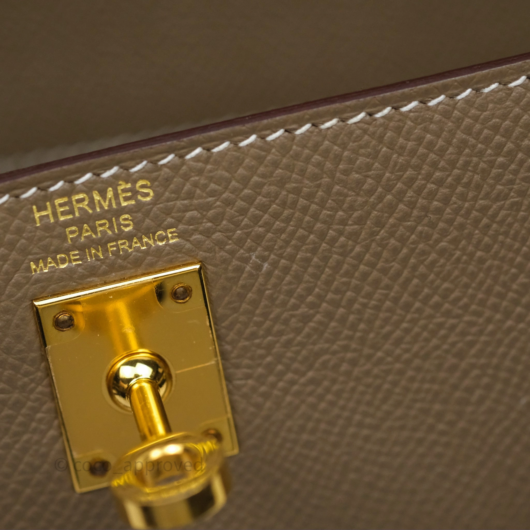 Herms Kelly 25 Sellier Etoupe Epsom Gold Hardware