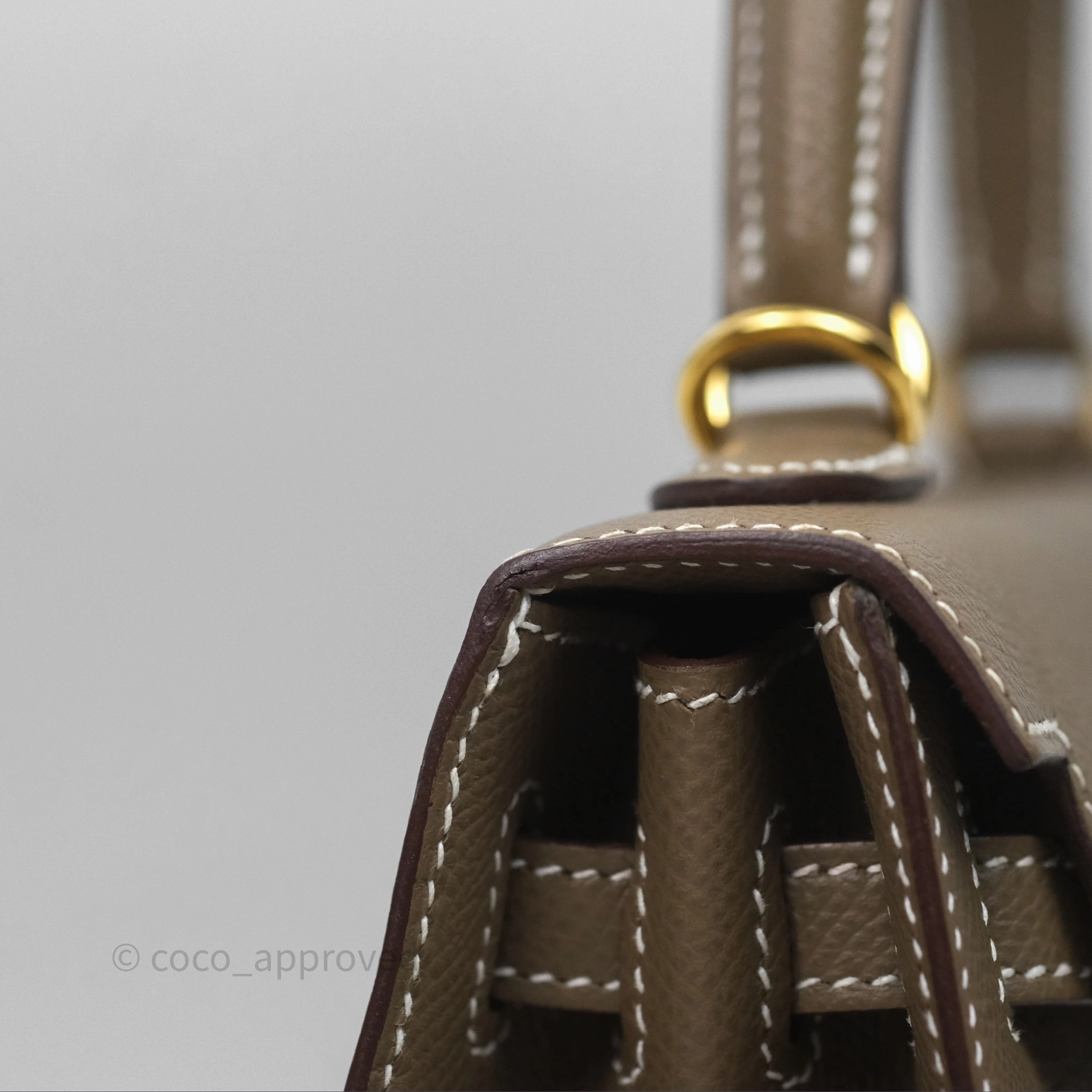 Herms Kelly 25 Sellier Etoupe Epsom Gold Hardware