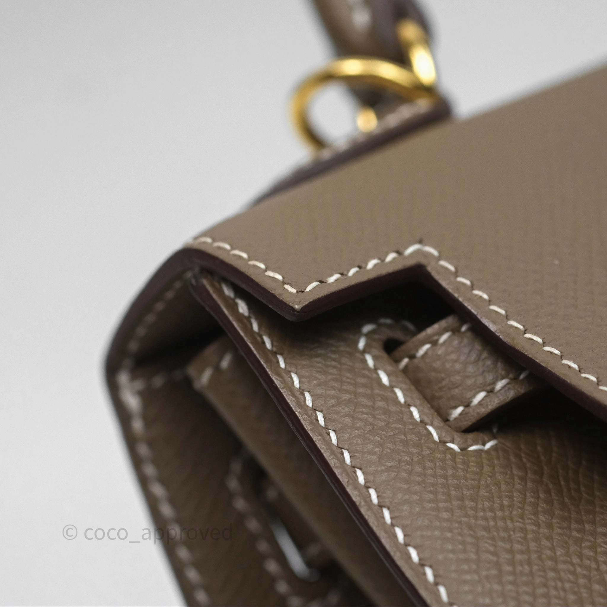 Herms Kelly 25 Sellier Etoupe Epsom Gold Hardware