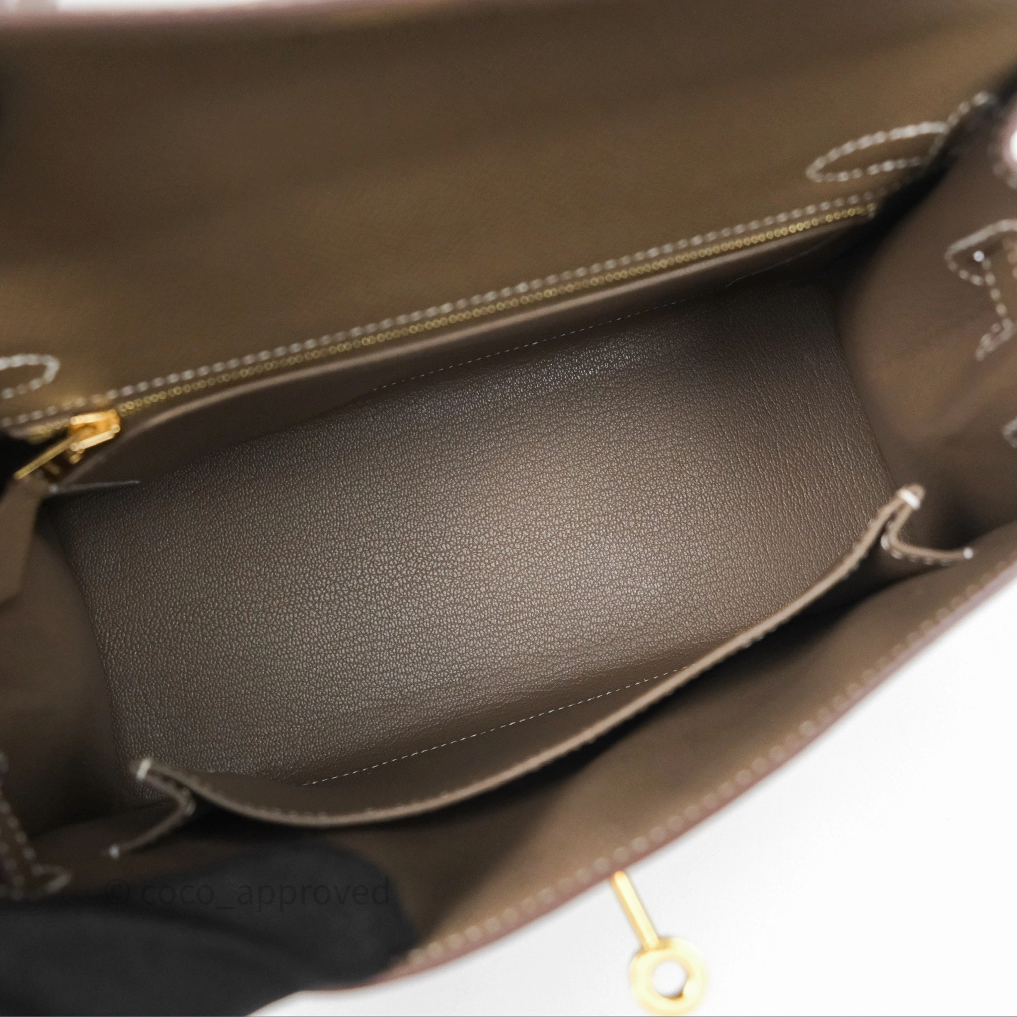 Herms Kelly 25 Sellier Etoupe Epsom Gold Hardware