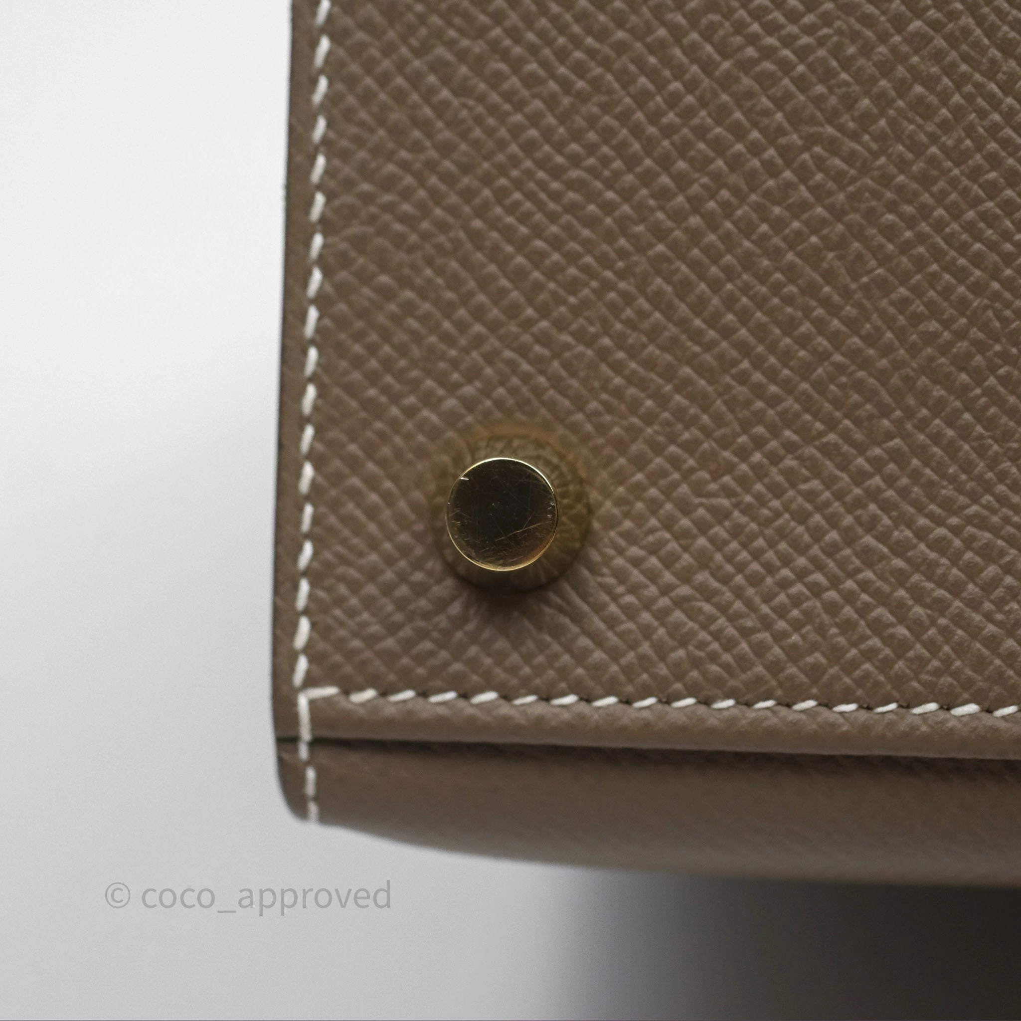 Herms Kelly 25 Sellier Etoupe Epsom Gold Hardware