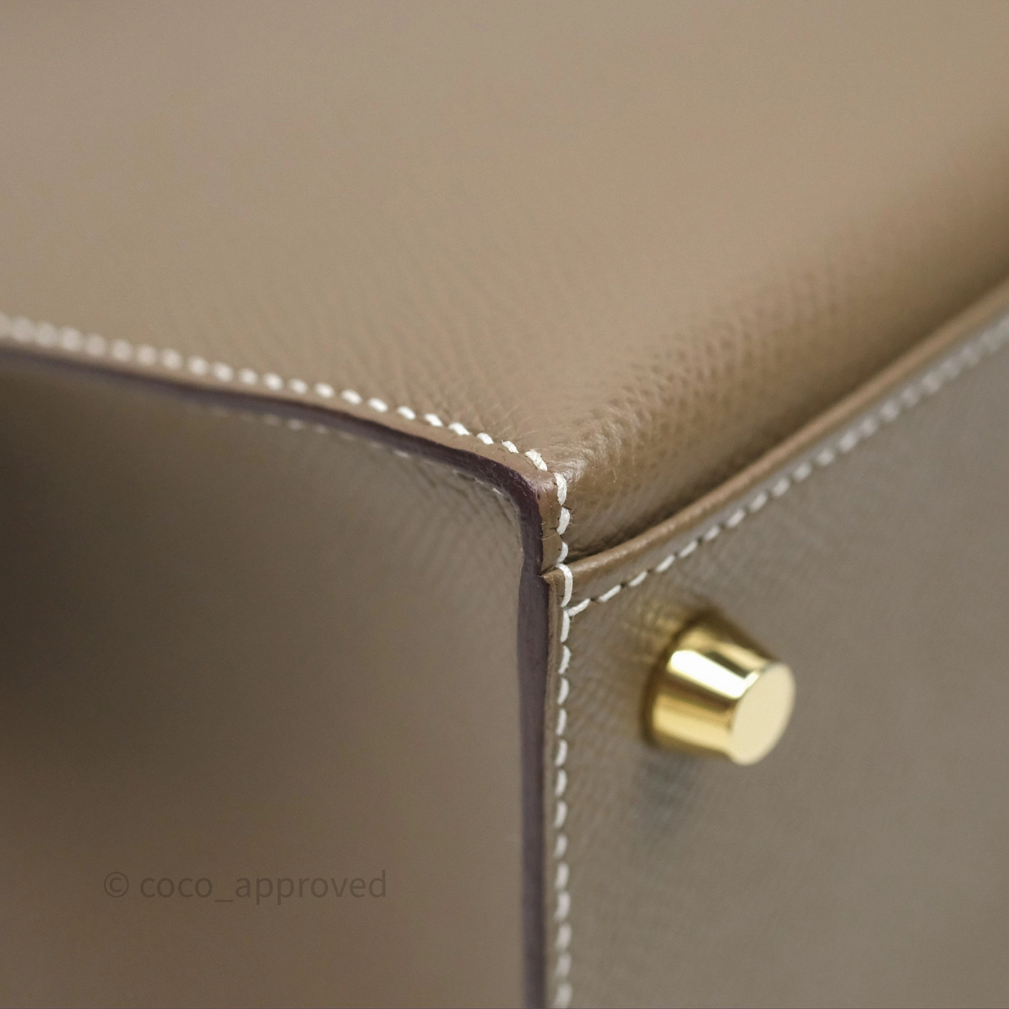 Herms Kelly 25 Sellier Etoupe Epsom Gold Hardware