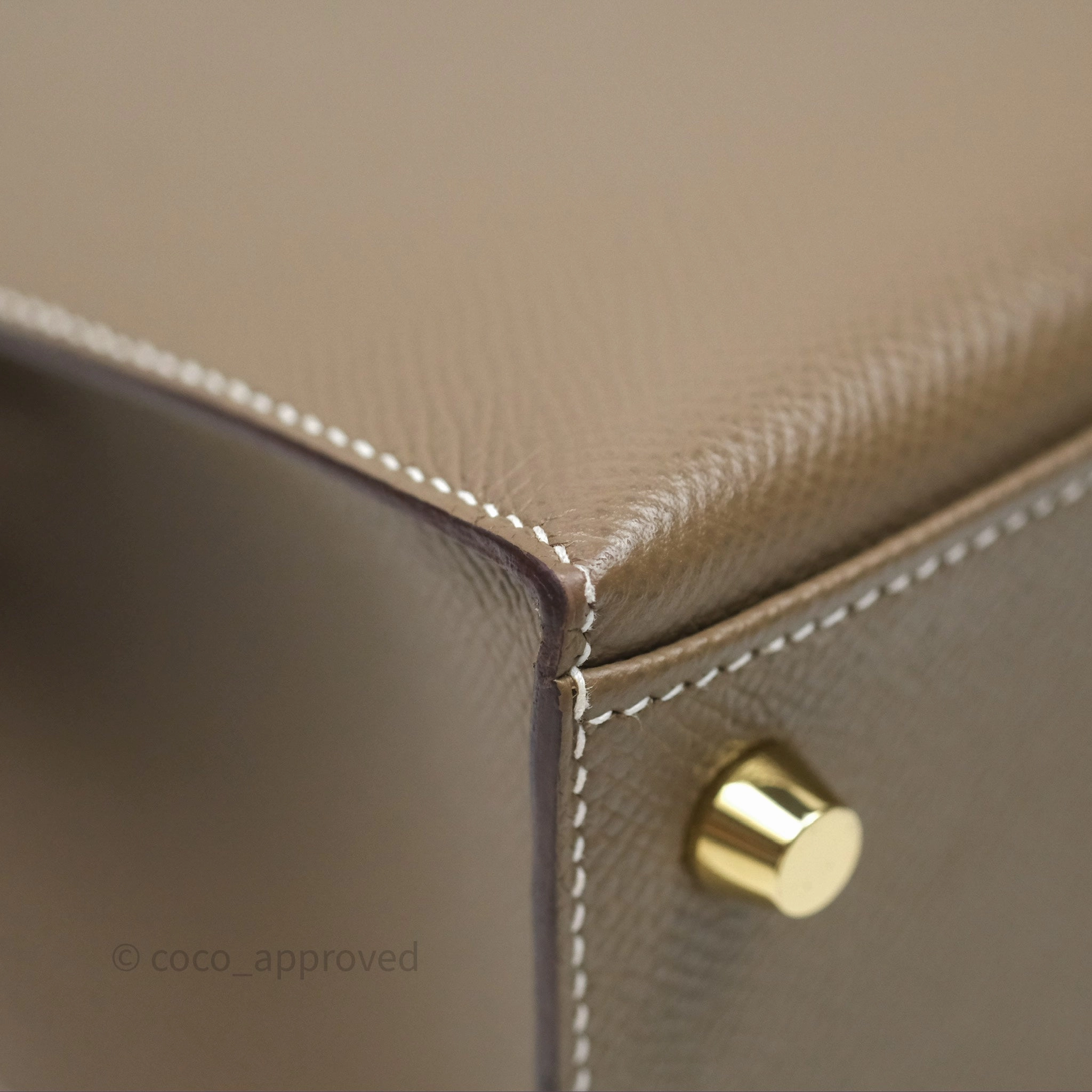 Herms Kelly 25 Sellier Etoupe Epsom Gold Hardware