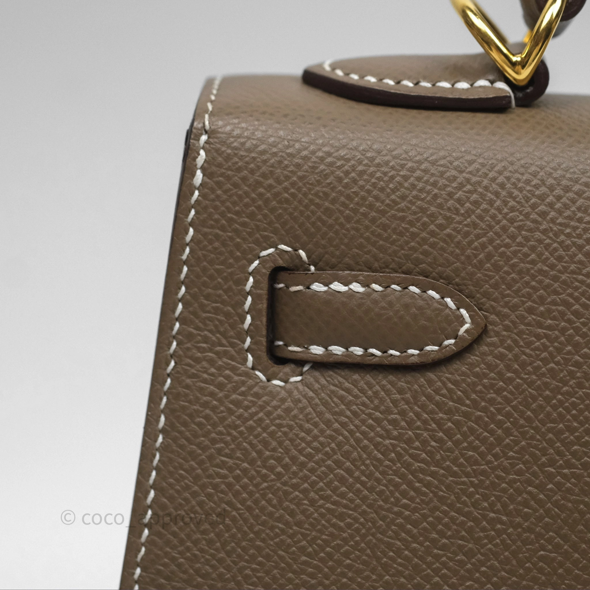 Herms Kelly 25 Sellier Etoupe Epsom Gold Hardware