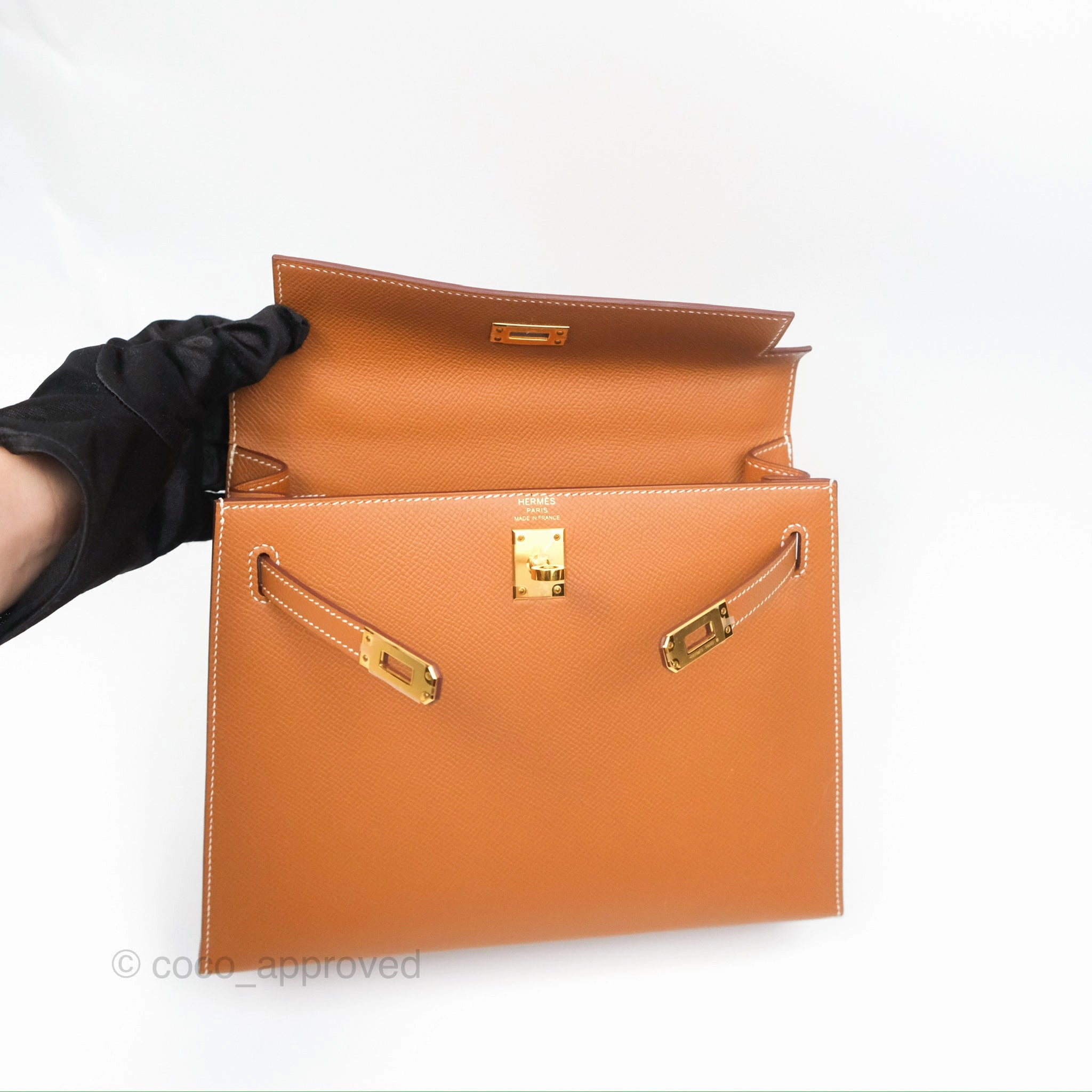 Herms Kelly 25 Sellier Gold Epsom Gold Hardware