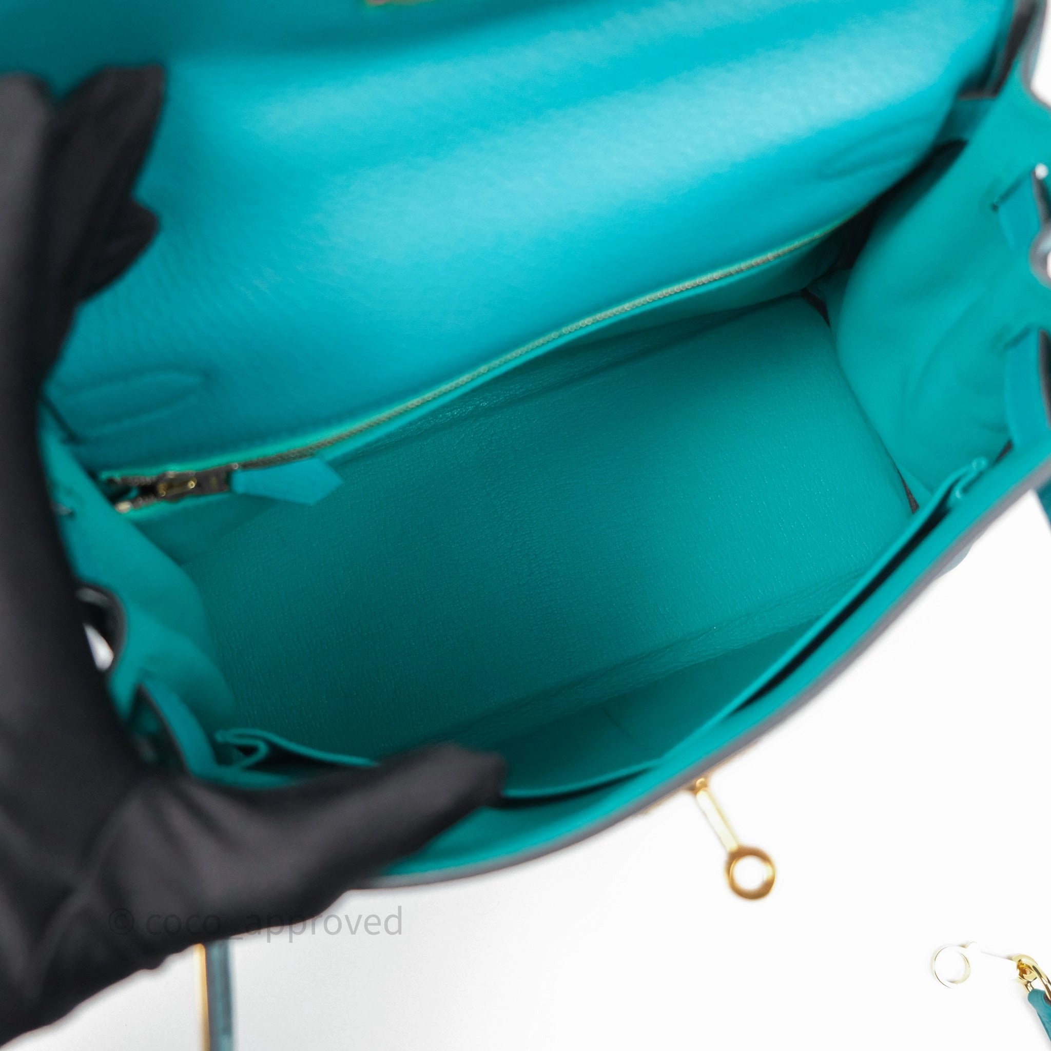 Herms Kelly 28 Retourne Bleu Paon 7F Clemence Gold Hardware