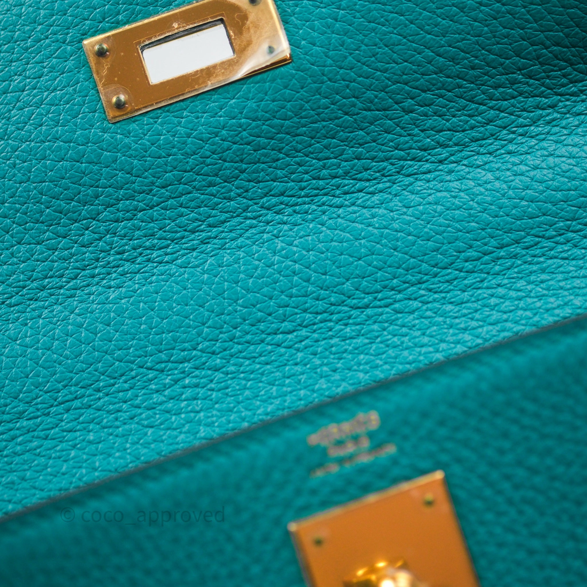 Herms Kelly 28 Retourne Bleu Paon 7F Clemence Gold Hardware