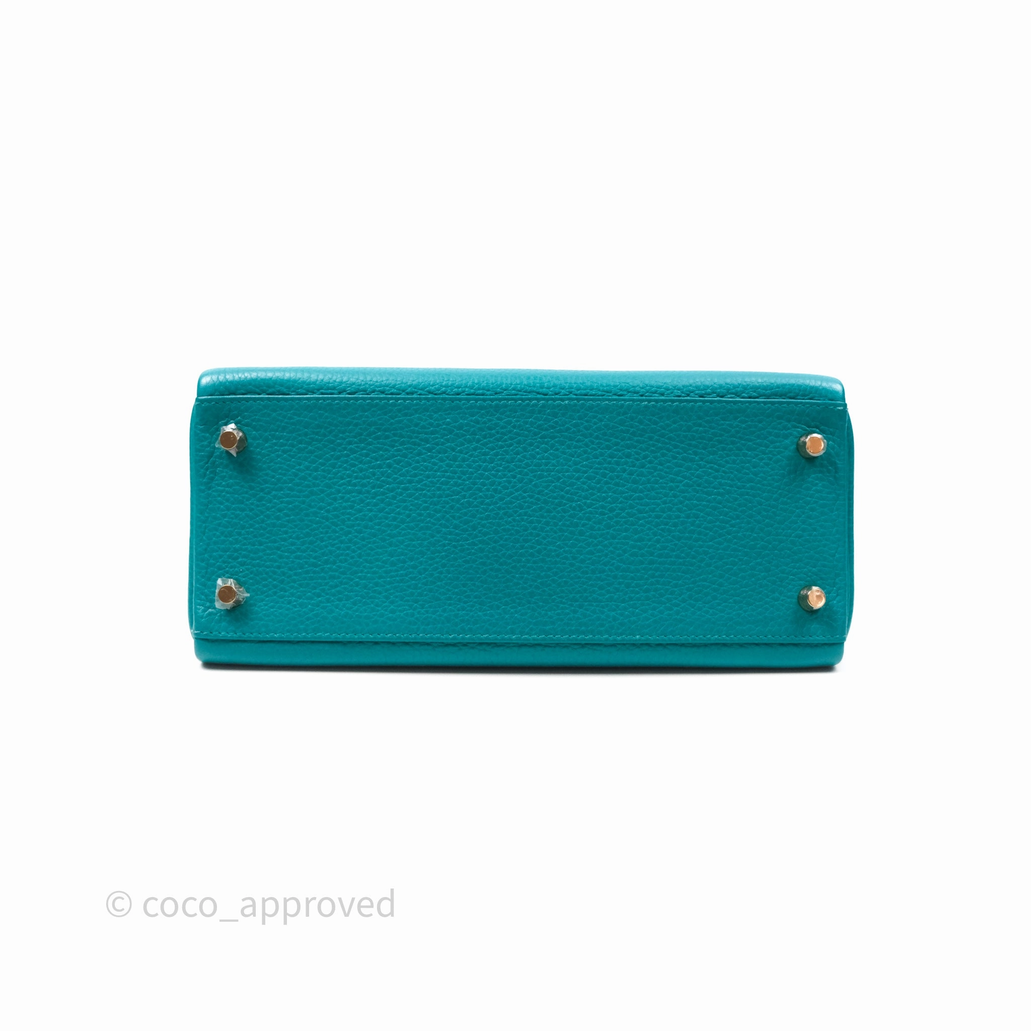 Herms Kelly 28 Retourne Bleu Paon 7F Clemence Gold Hardware