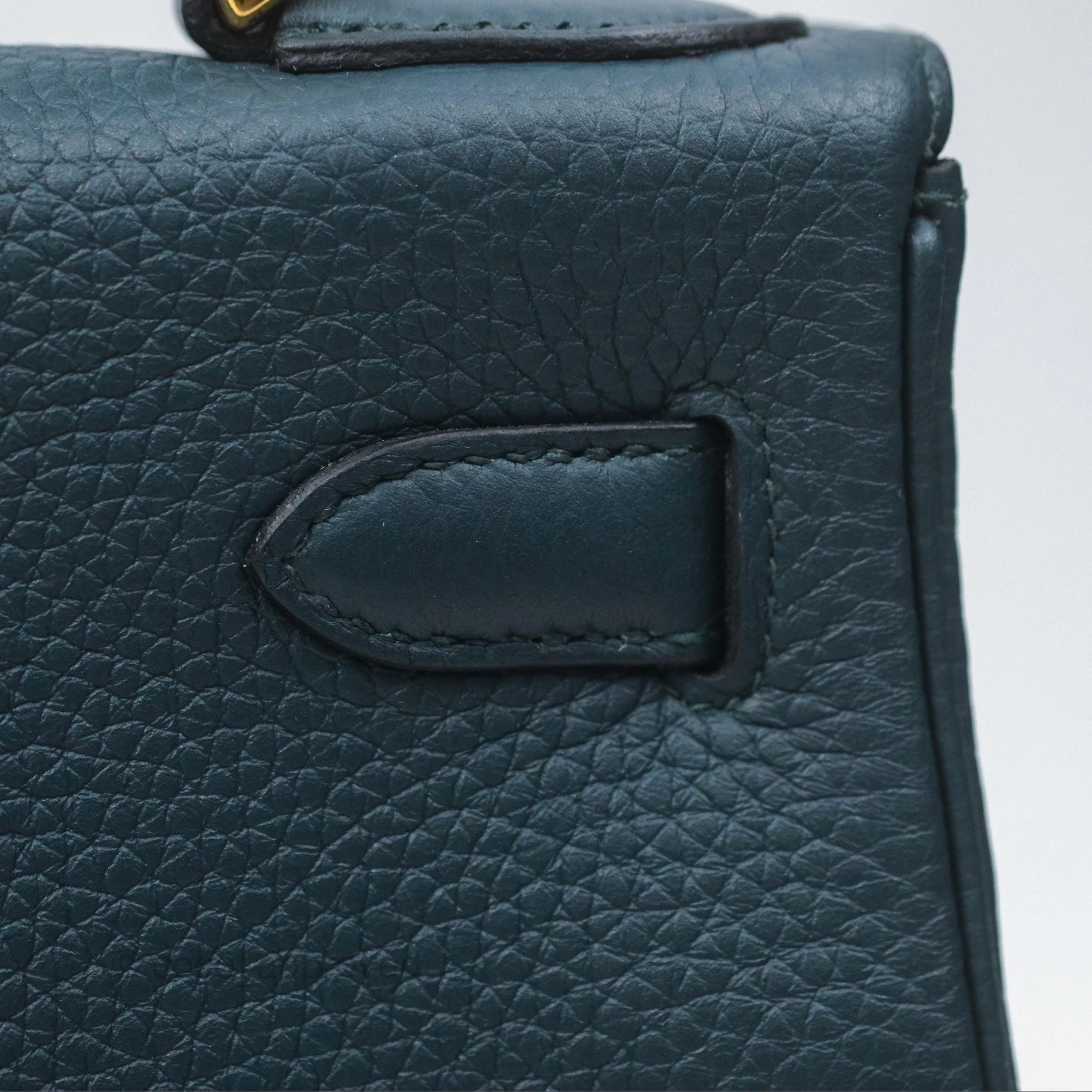 Herms Kelly 28 Retourne Dark Green Clemence Gold Hardware