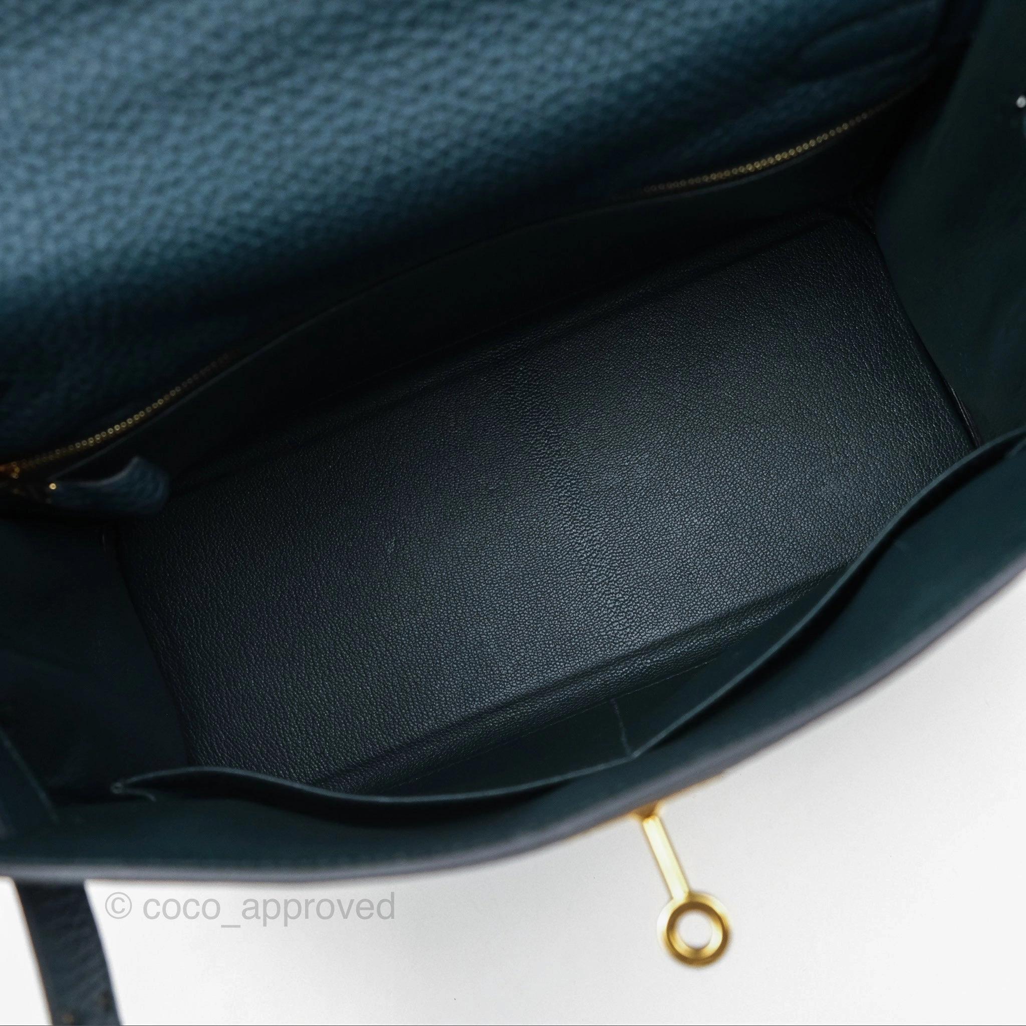 Herms Kelly 28 Retourne Dark Green Clemence Gold Hardware