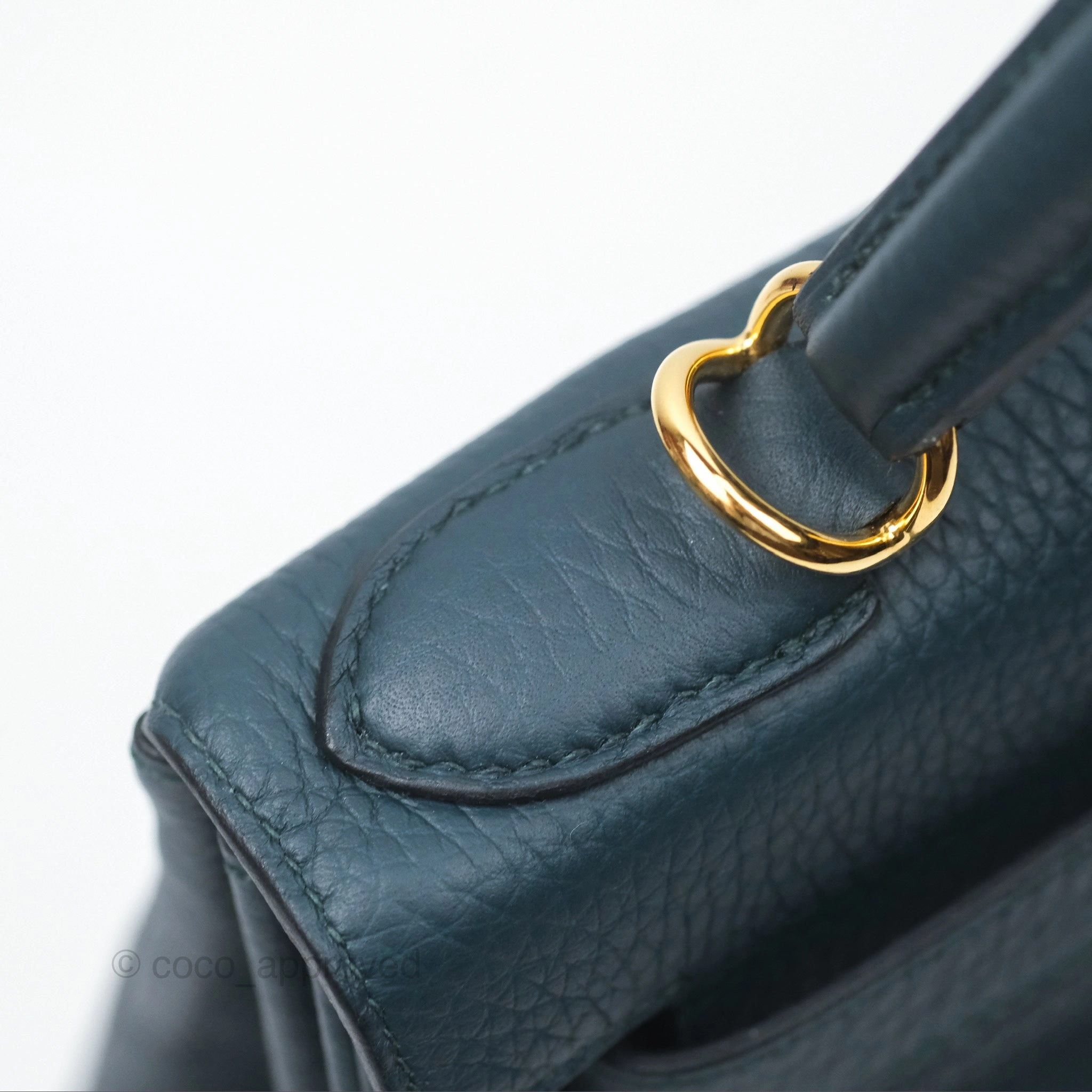Herms Kelly 28 Retourne Dark Green Clemence Gold Hardware
