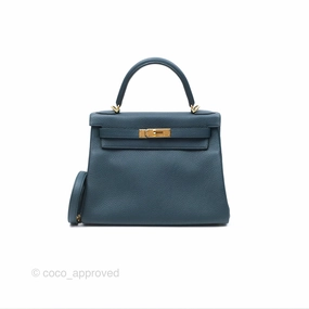 Herms Kelly 28 Retourne Dark Green Clemence Gold Hardware