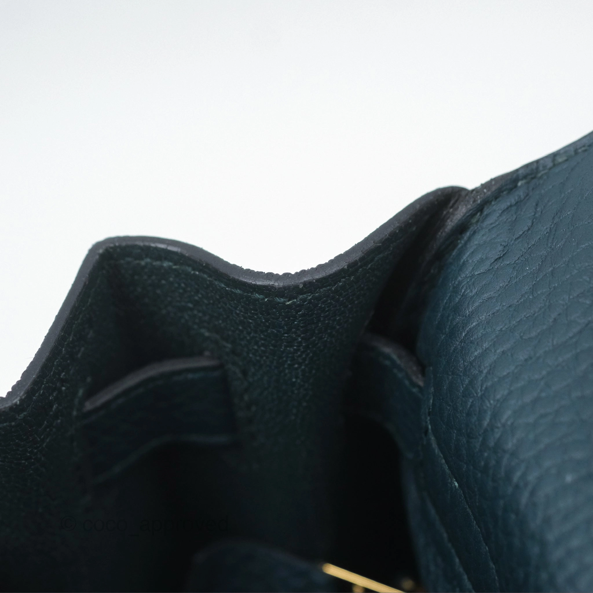 Herms Kelly 28 Retourne Dark Green Clemence Gold Hardware