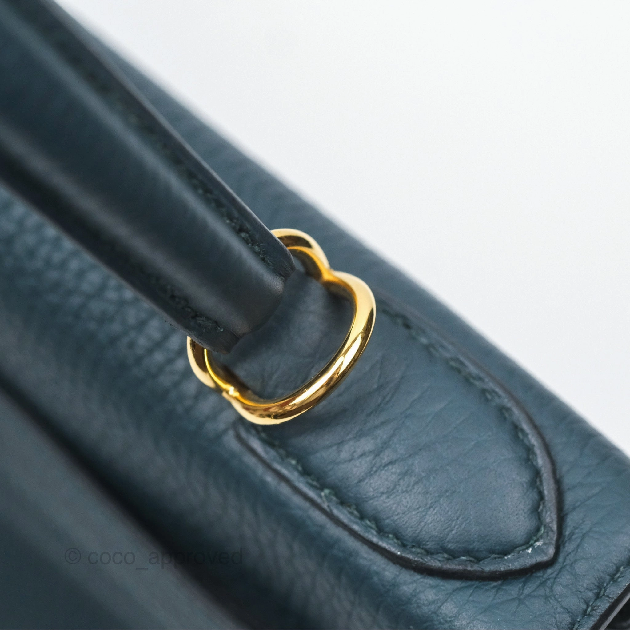 Herms Kelly 28 Retourne Dark Green Clemence Gold Hardware