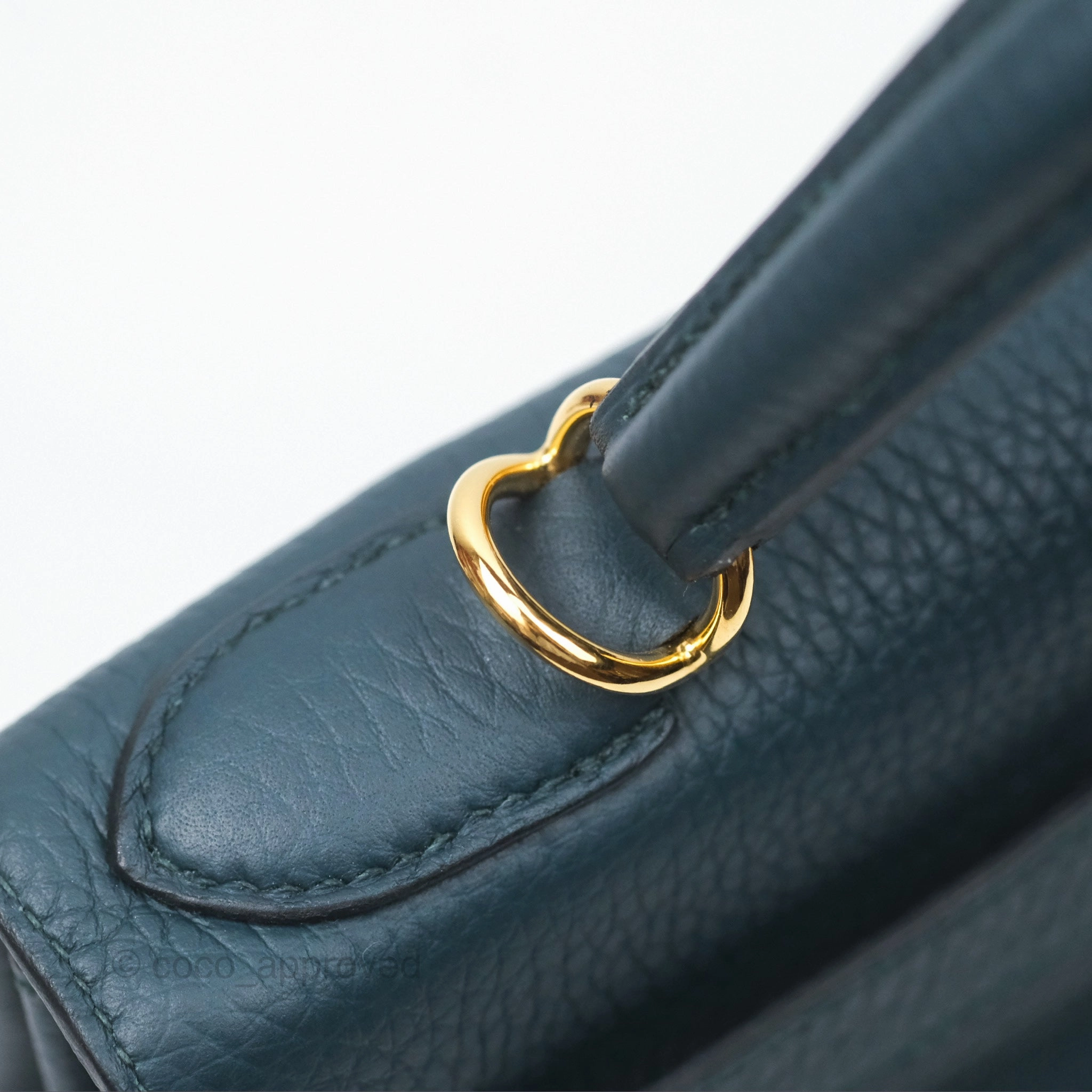 Herms Kelly 28 Retourne Dark Green Clemence Gold Hardware
