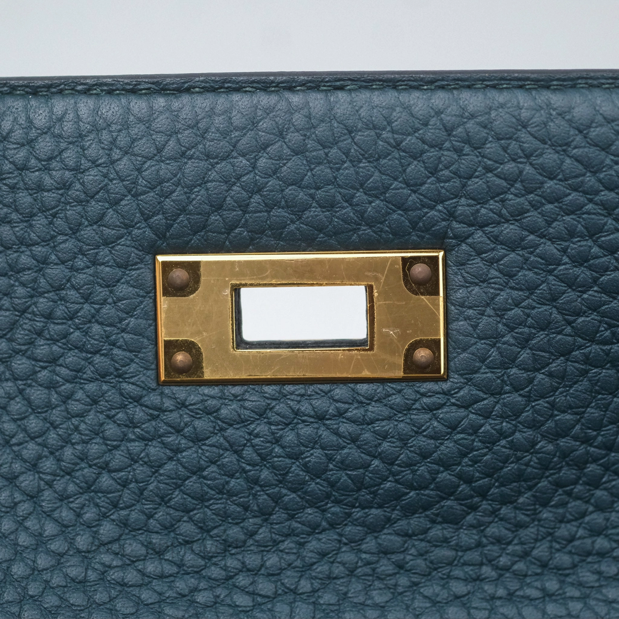 Herms Kelly 28 Retourne Dark Green Clemence Gold Hardware