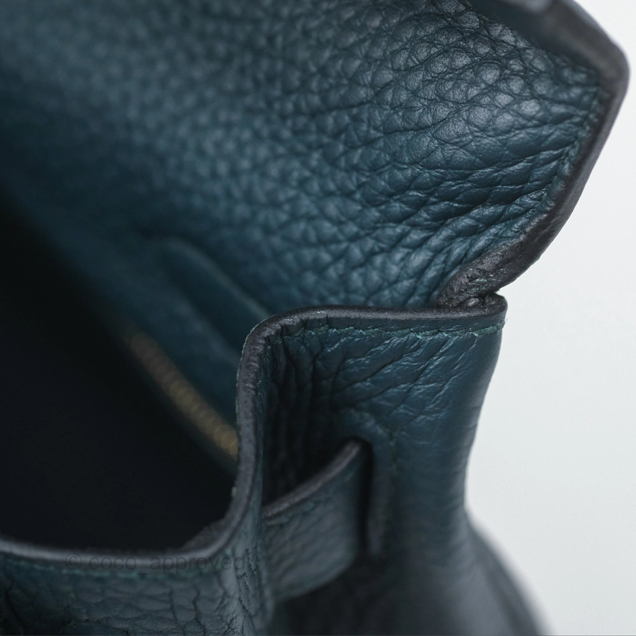 Herms Kelly 28 Retourne Dark Green Clemence Gold Hardware