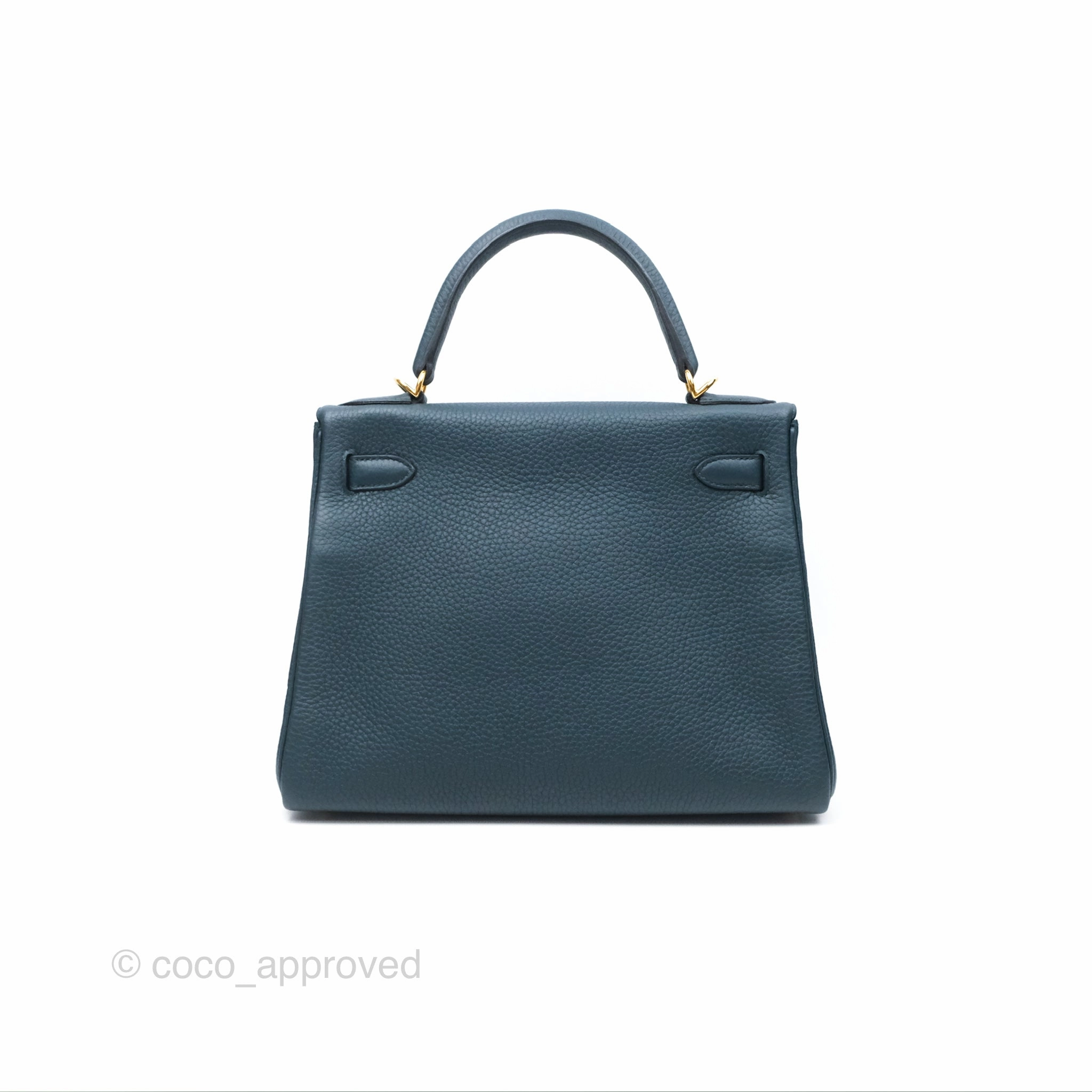 Herms Kelly 28 Retourne Dark Green Clemence Gold Hardware