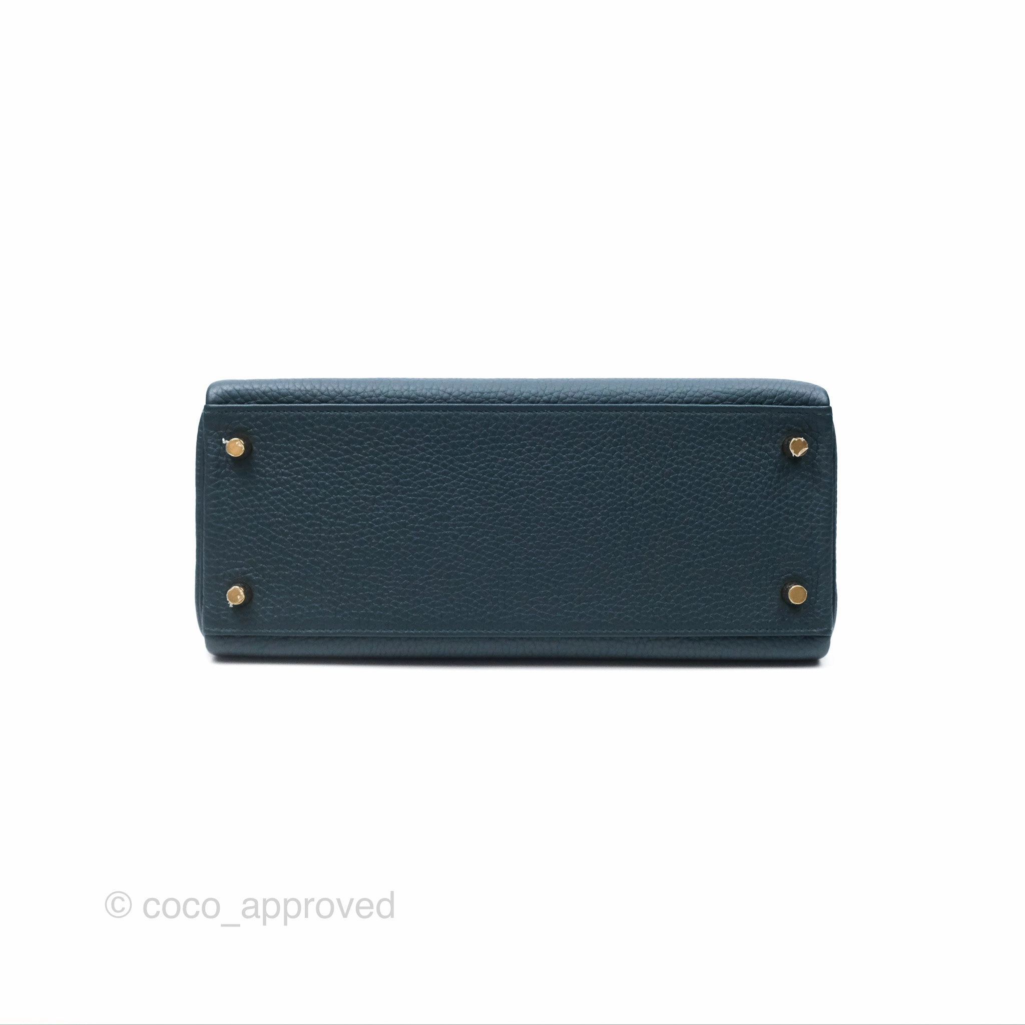 Herms Kelly 28 Retourne Dark Green Clemence Gold Hardware