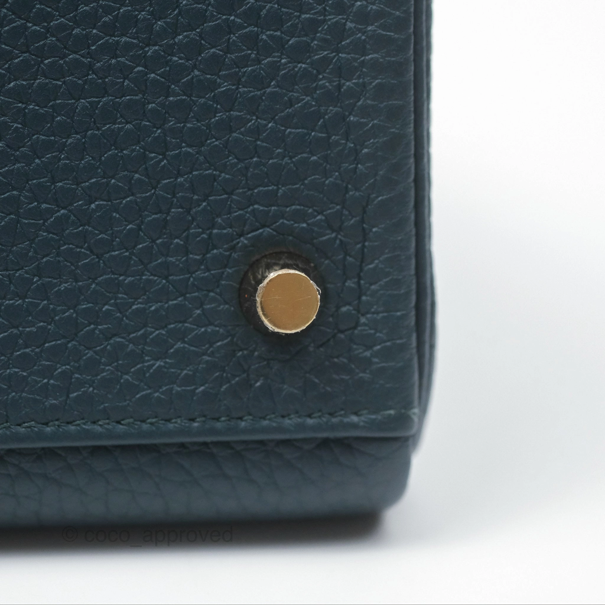 Herms Kelly 28 Retourne Dark Green Clemence Gold Hardware