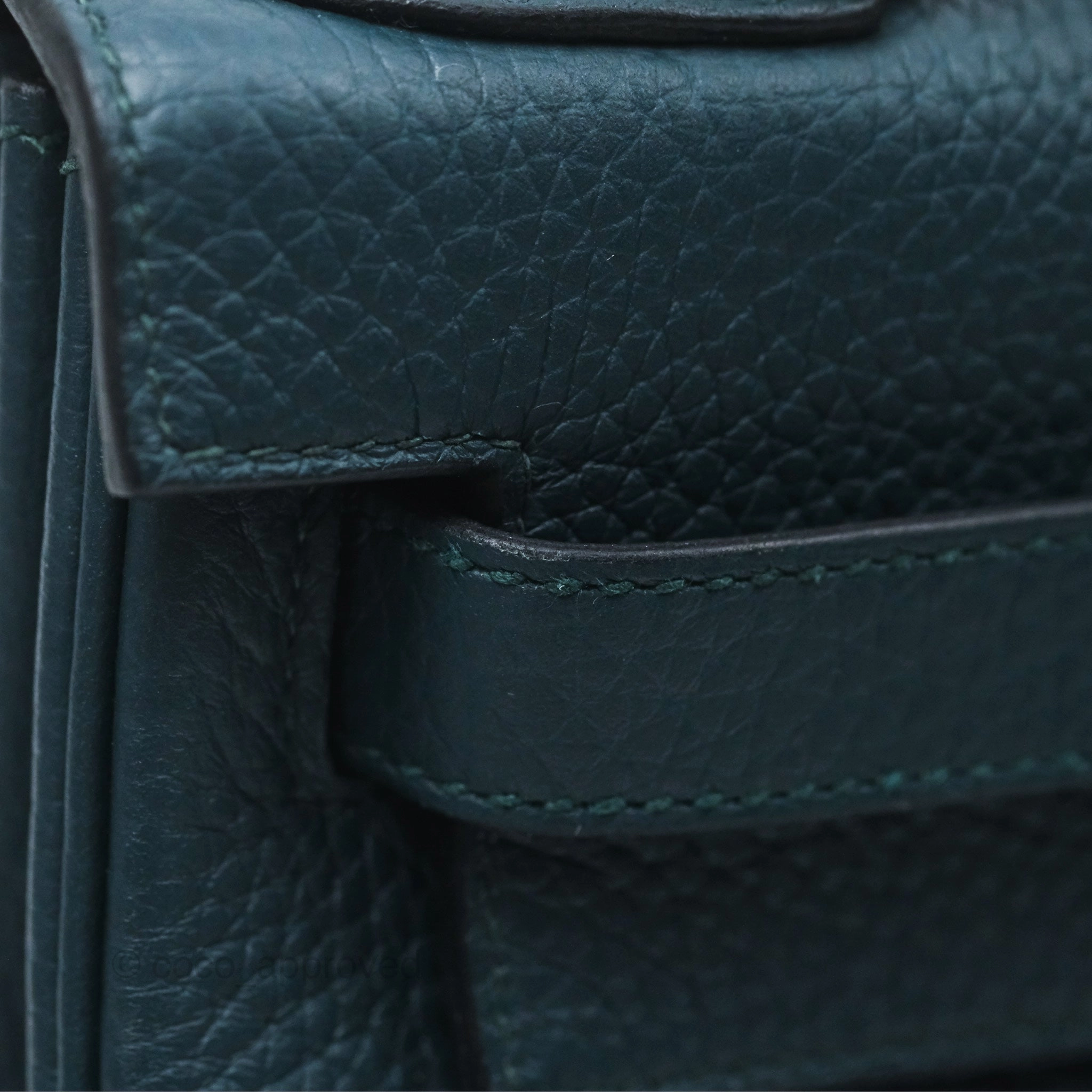 Herms Kelly 28 Retourne Dark Green Clemence Gold Hardware