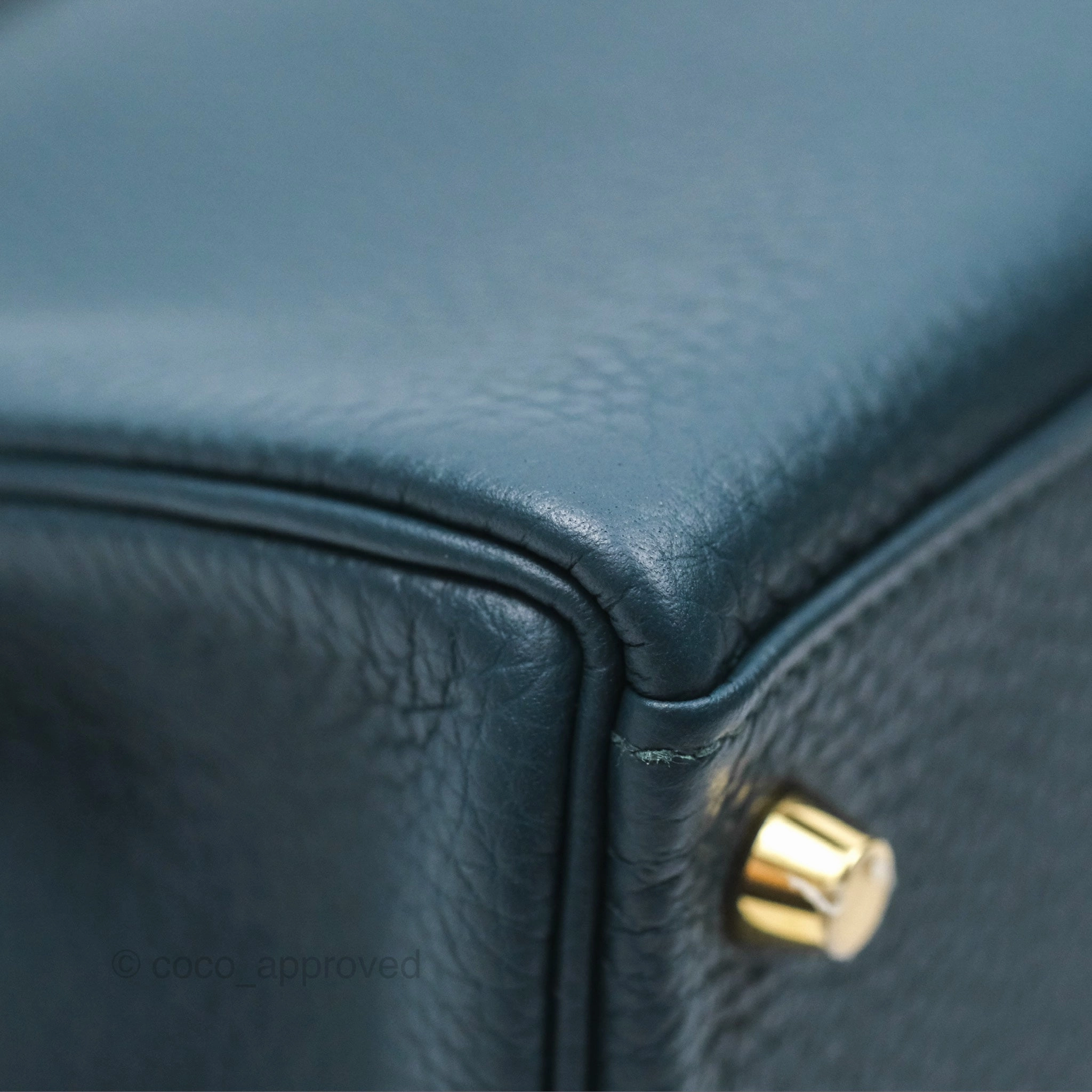 Herms Kelly 28 Retourne Dark Green Clemence Gold Hardware