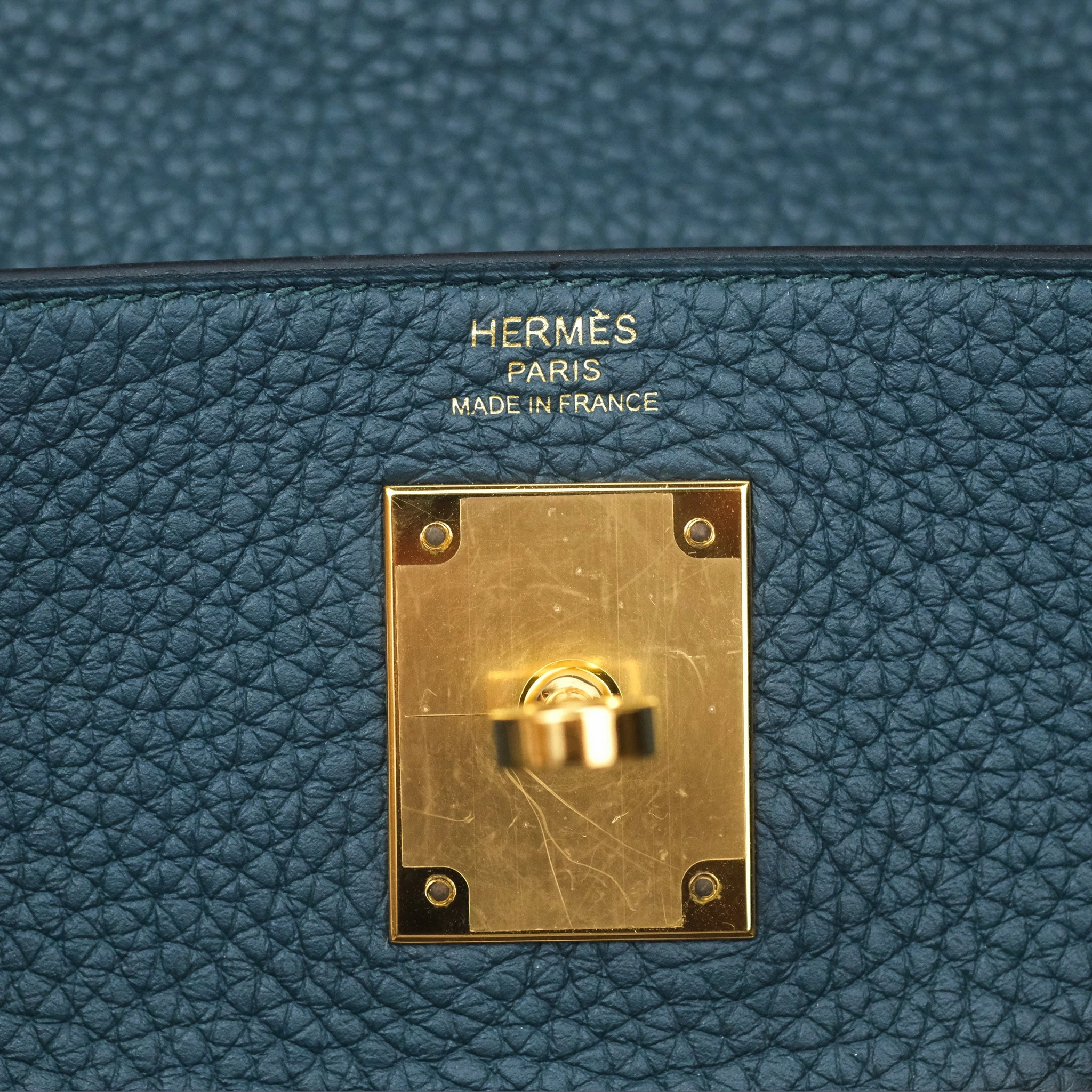 Herms Kelly 28 Retourne Dark Green Clemence Gold Hardware