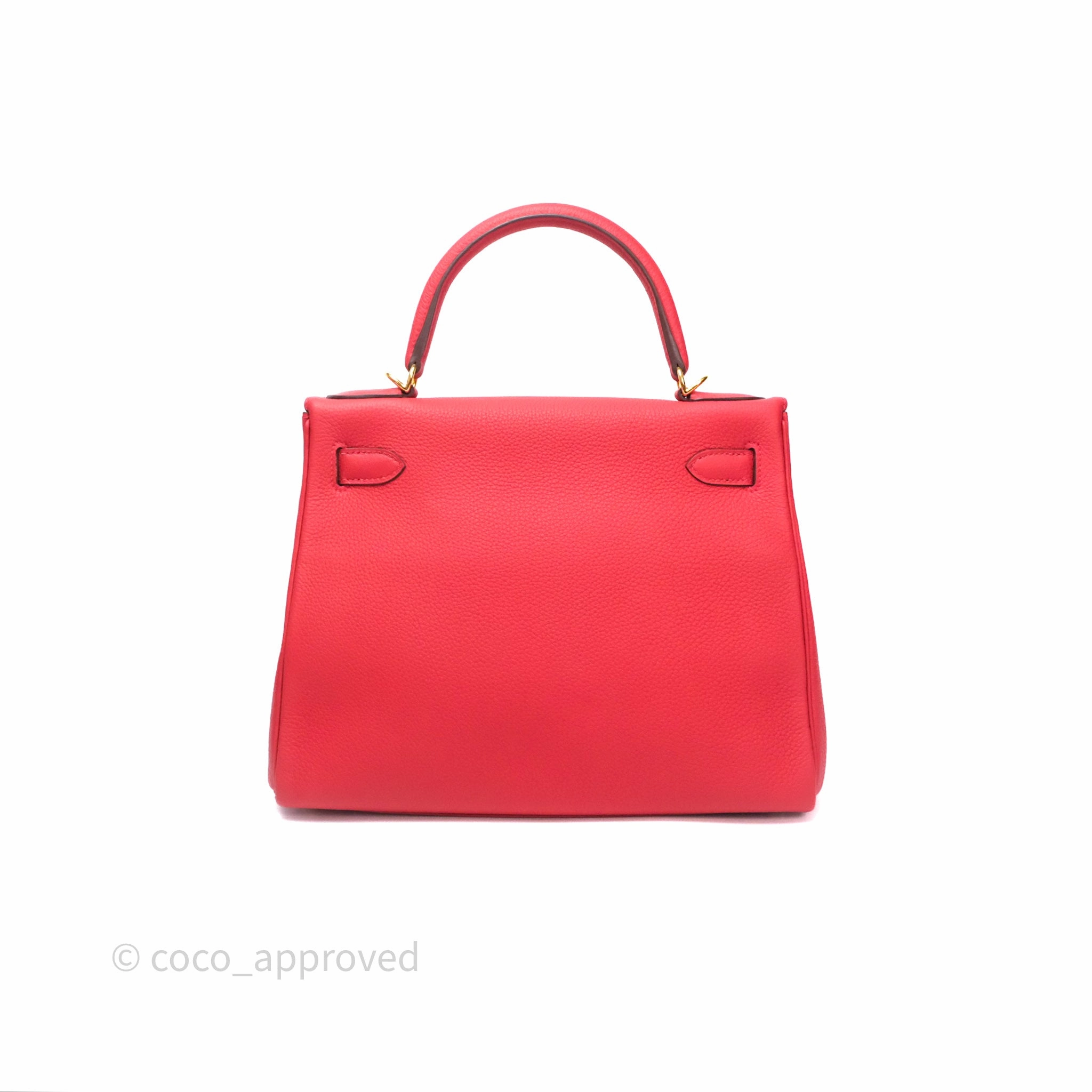 Herms Kelly 28 Retourne Geranium D5 Togo Gold Hardware