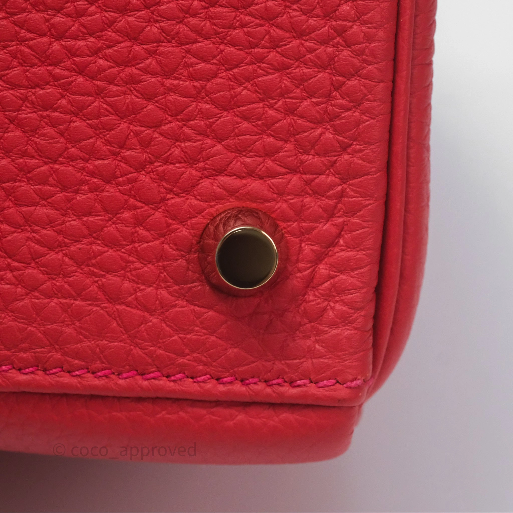 Herms Kelly 28 Retourne Geranium D5 Togo Gold Hardware