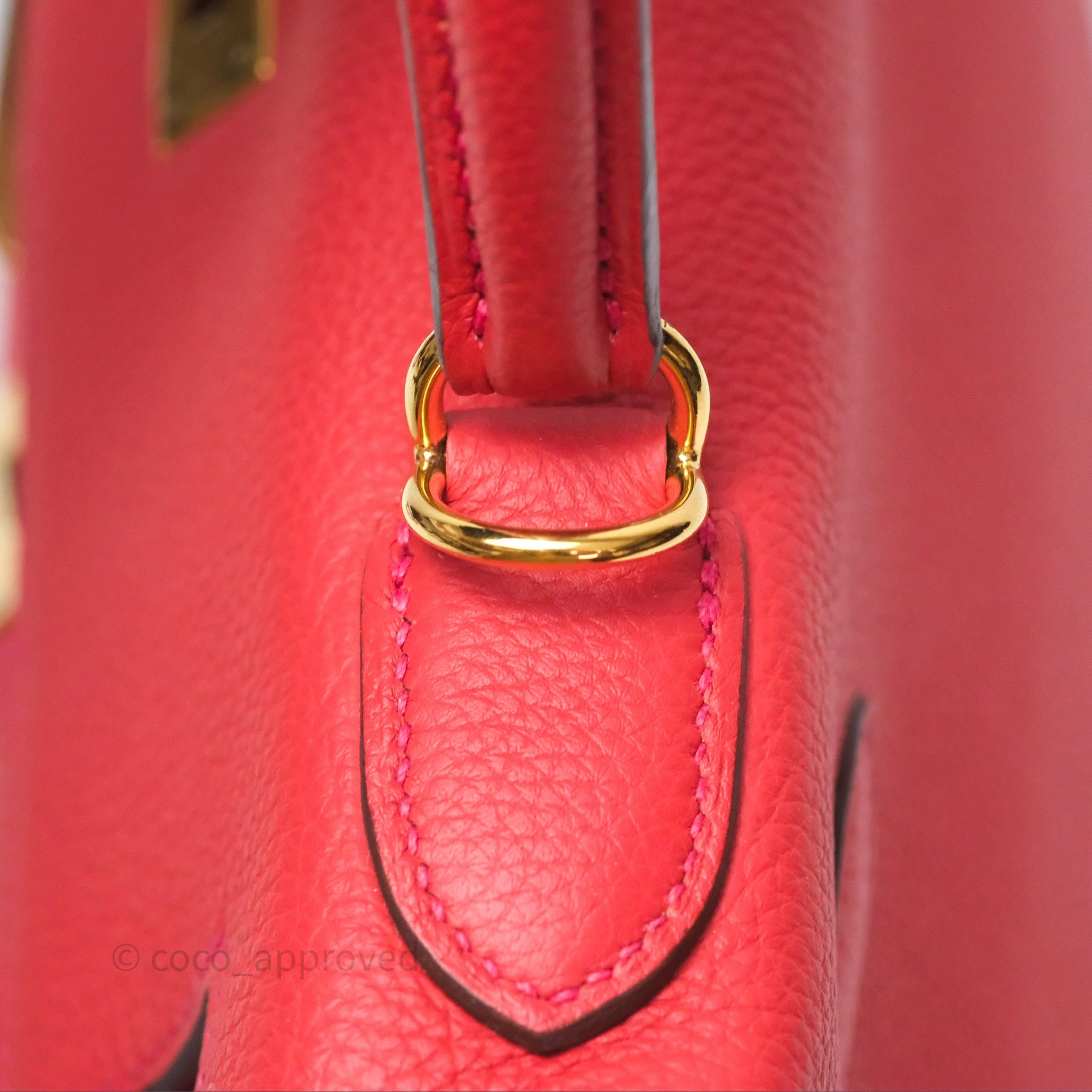 Herms Kelly 28 Retourne Geranium D5 Togo Gold Hardware