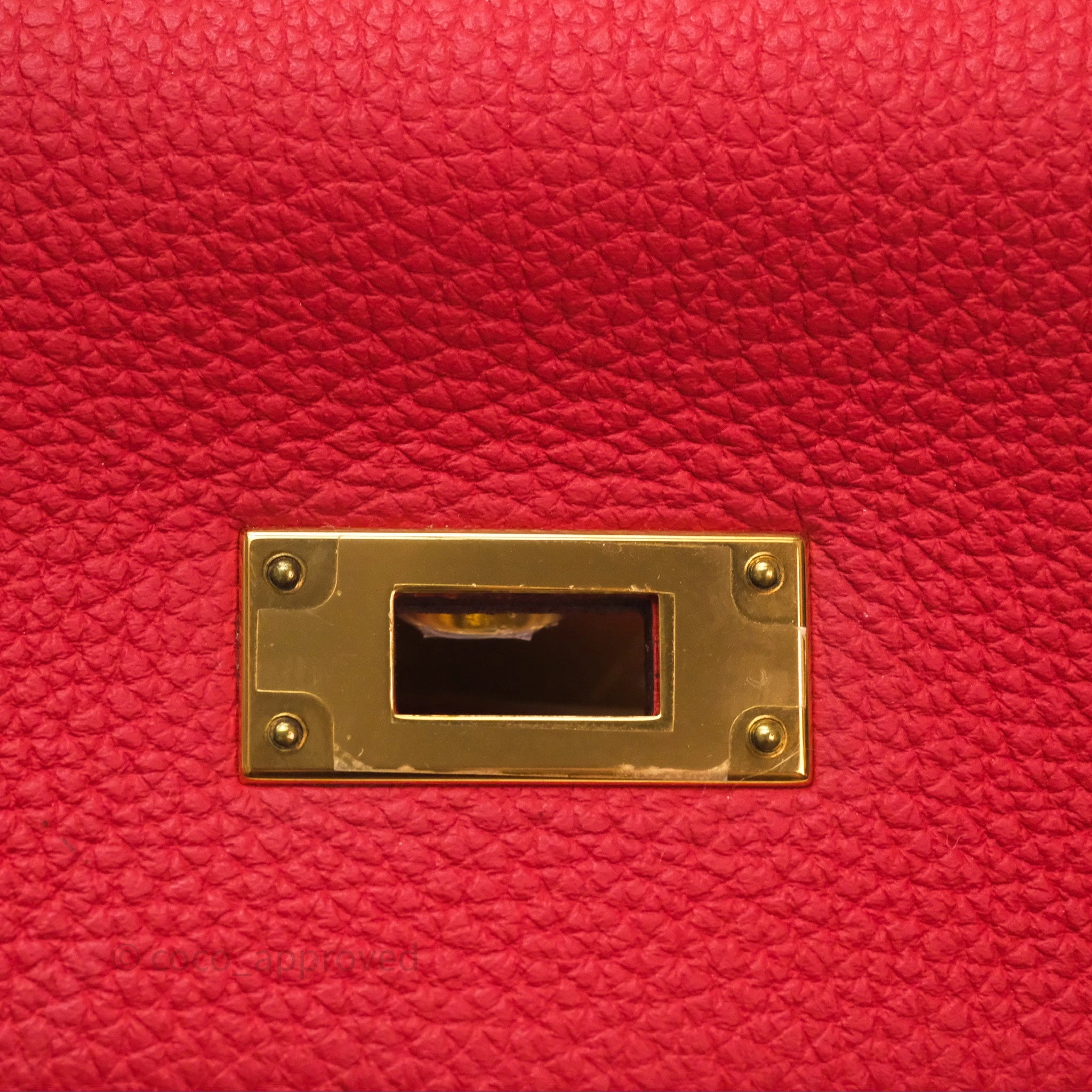 Herms Kelly 28 Retourne Geranium D5 Togo Gold Hardware
