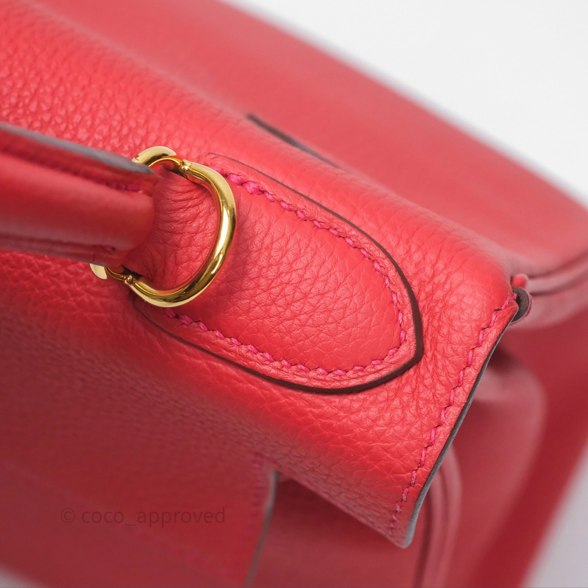 Herms Kelly 28 Retourne Geranium D5 Togo Gold Hardware