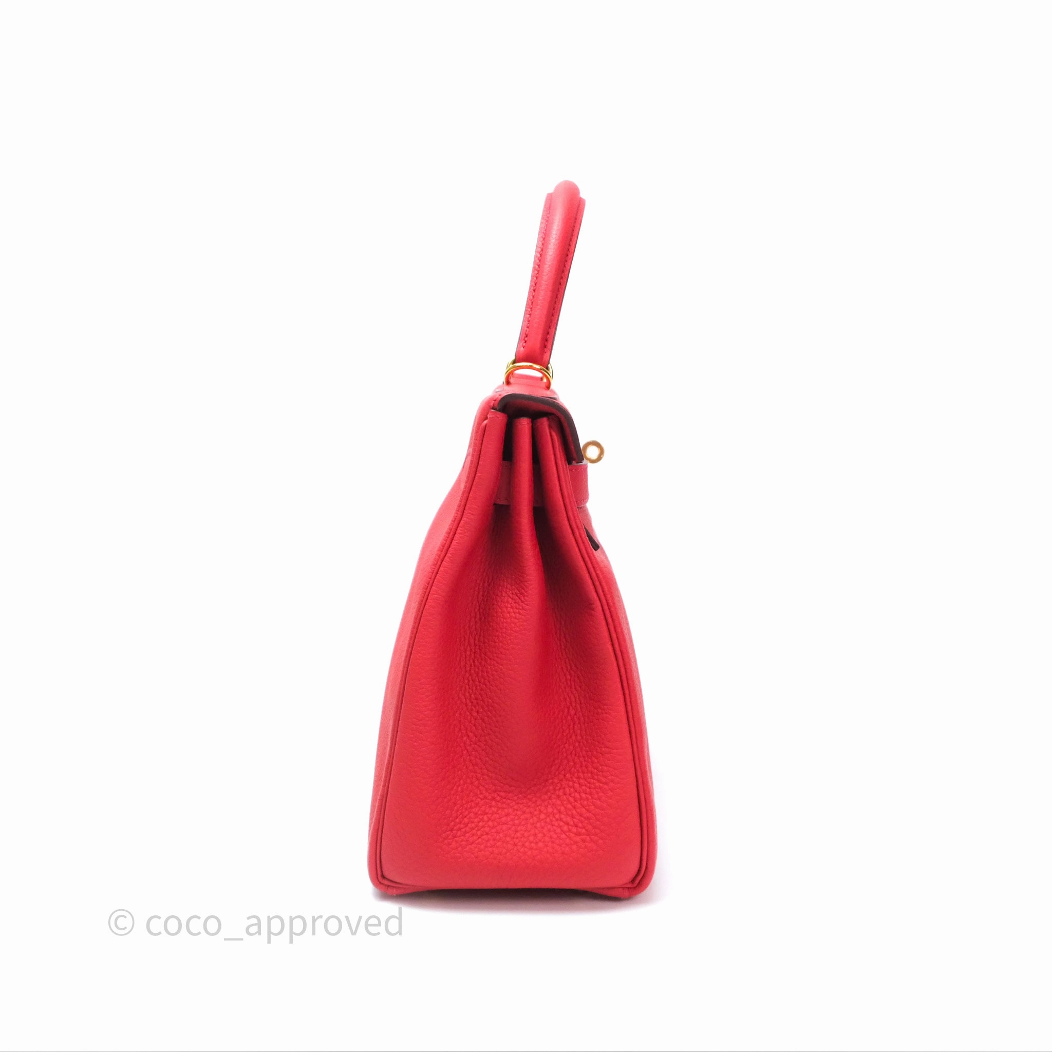 Herms Kelly 28 Retourne Geranium D5 Togo Gold Hardware