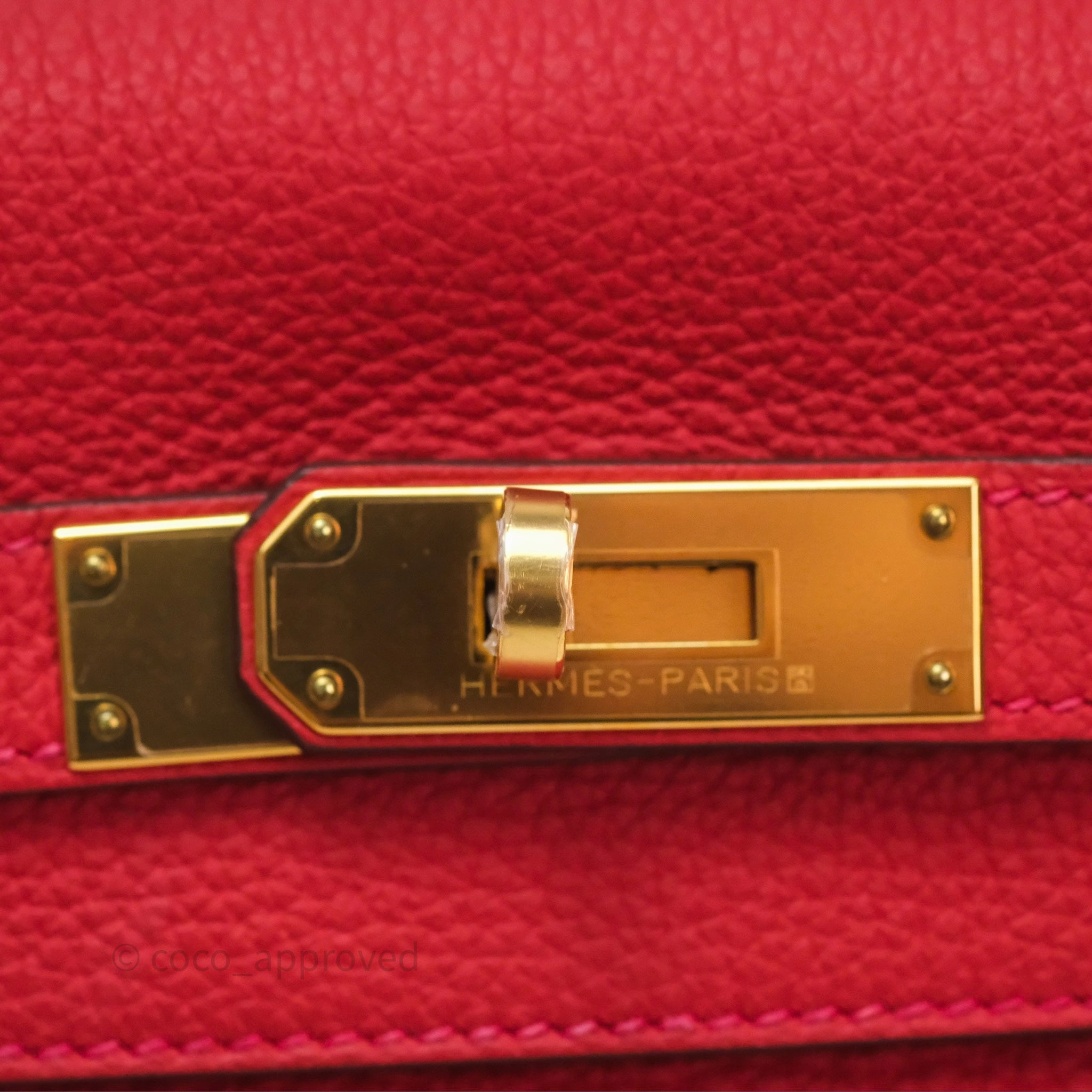 Herms Kelly 28 Retourne Geranium D5 Togo Gold Hardware