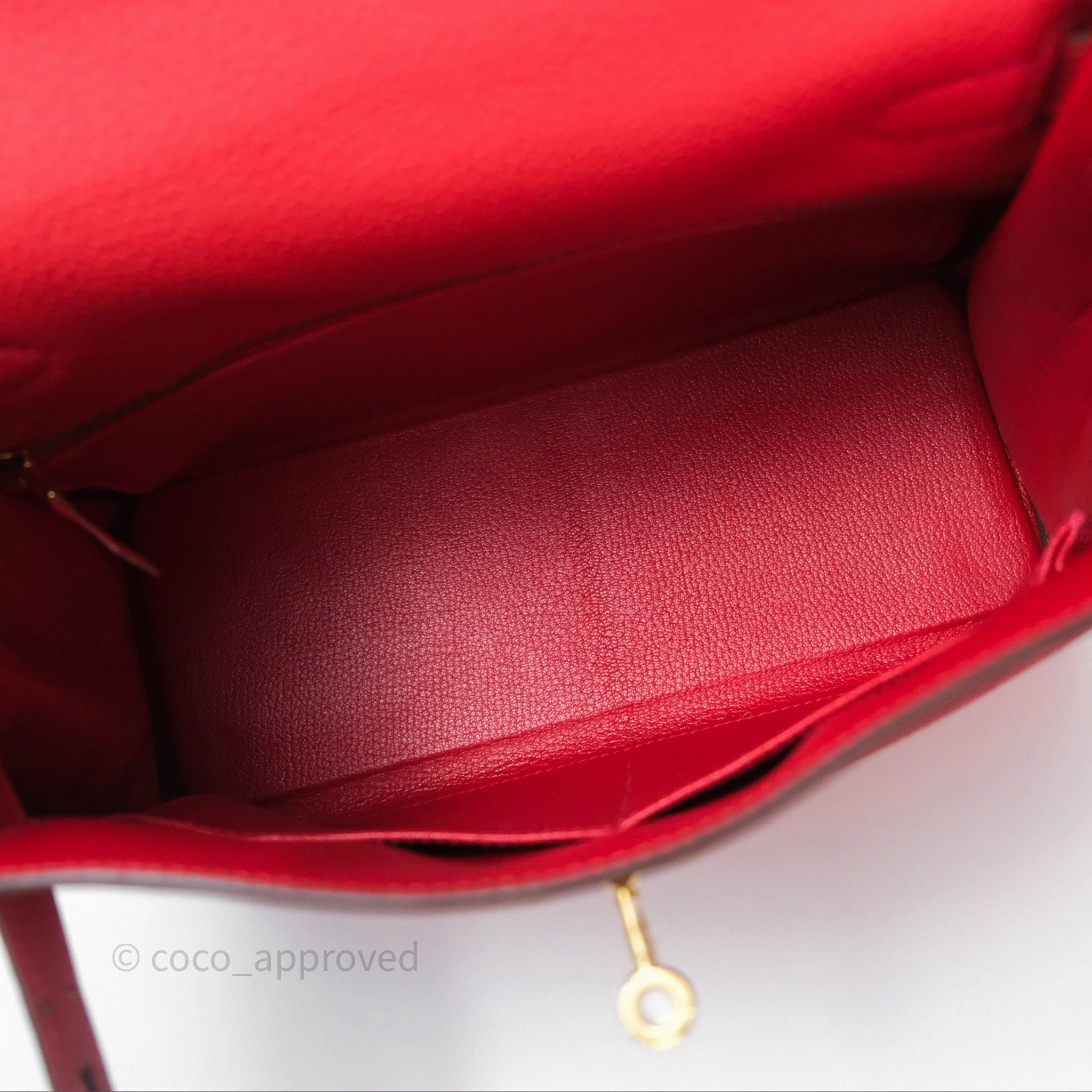 Herms Kelly 28 Retourne Geranium D5 Togo Gold Hardware