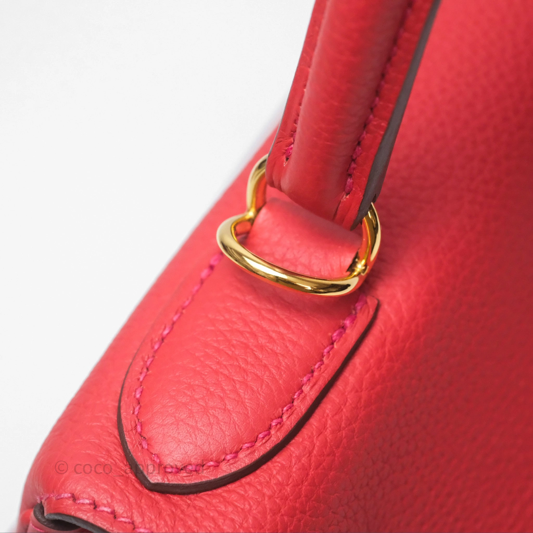 Herms Kelly 28 Retourne Geranium D5 Togo Gold Hardware