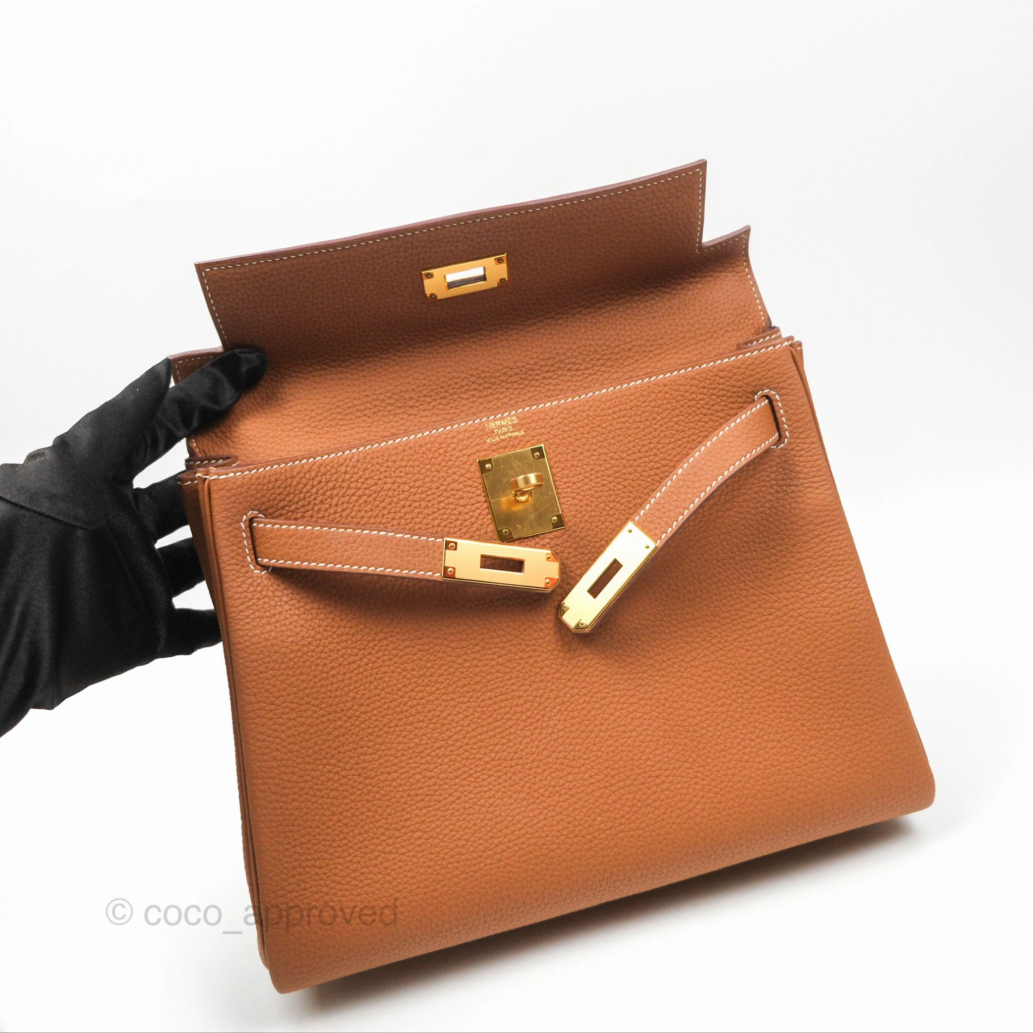 Herms Kelly 28 Retourne Gold Togo Gold Hardware