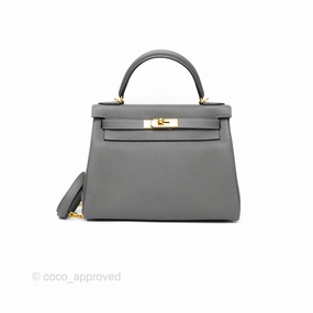 Herms Kelly 28 Retourne Gris Meyer 0L Clemence Gold Hardware