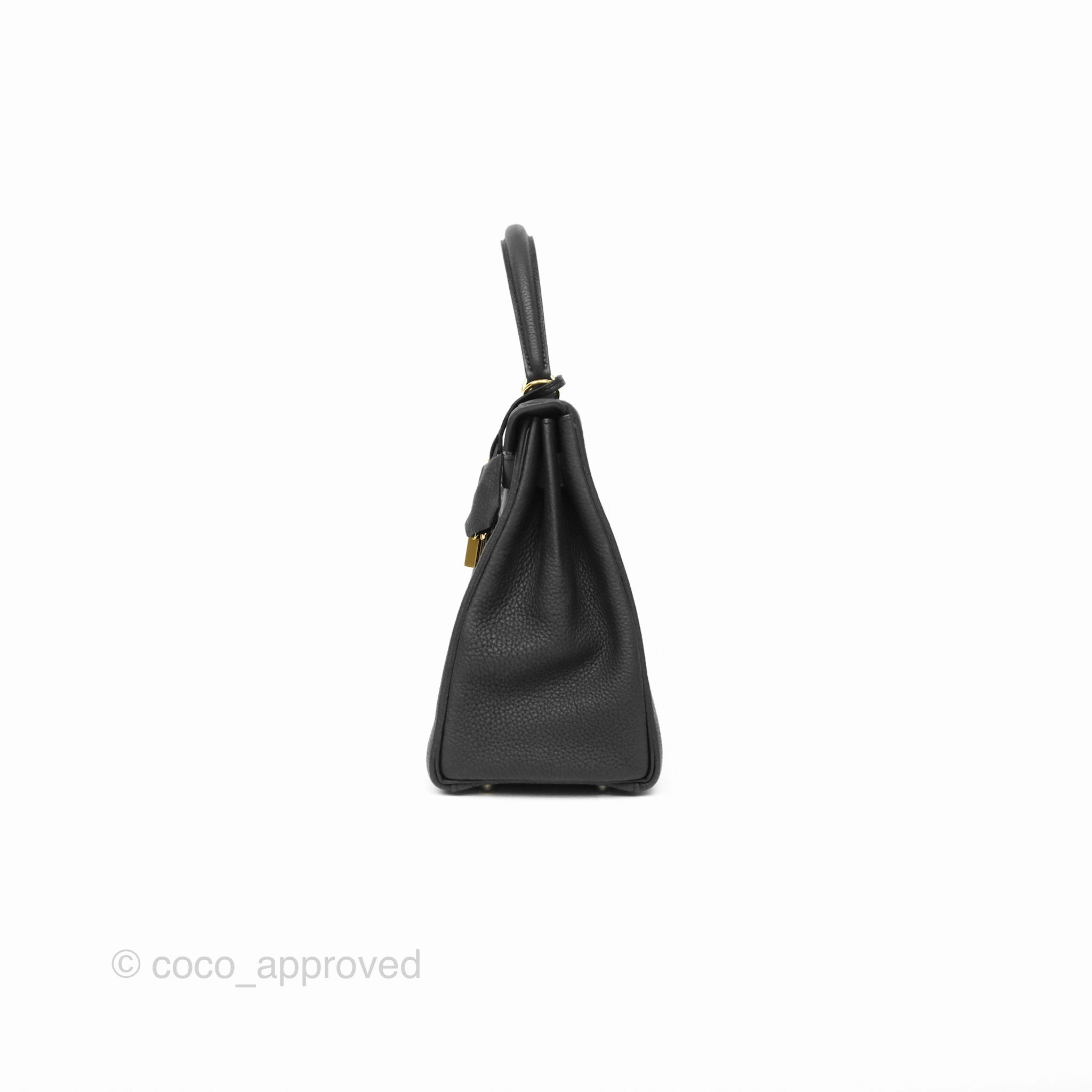 Herms Kelly 28 Retourne Noir Black 89 Clemence Gold Hardware