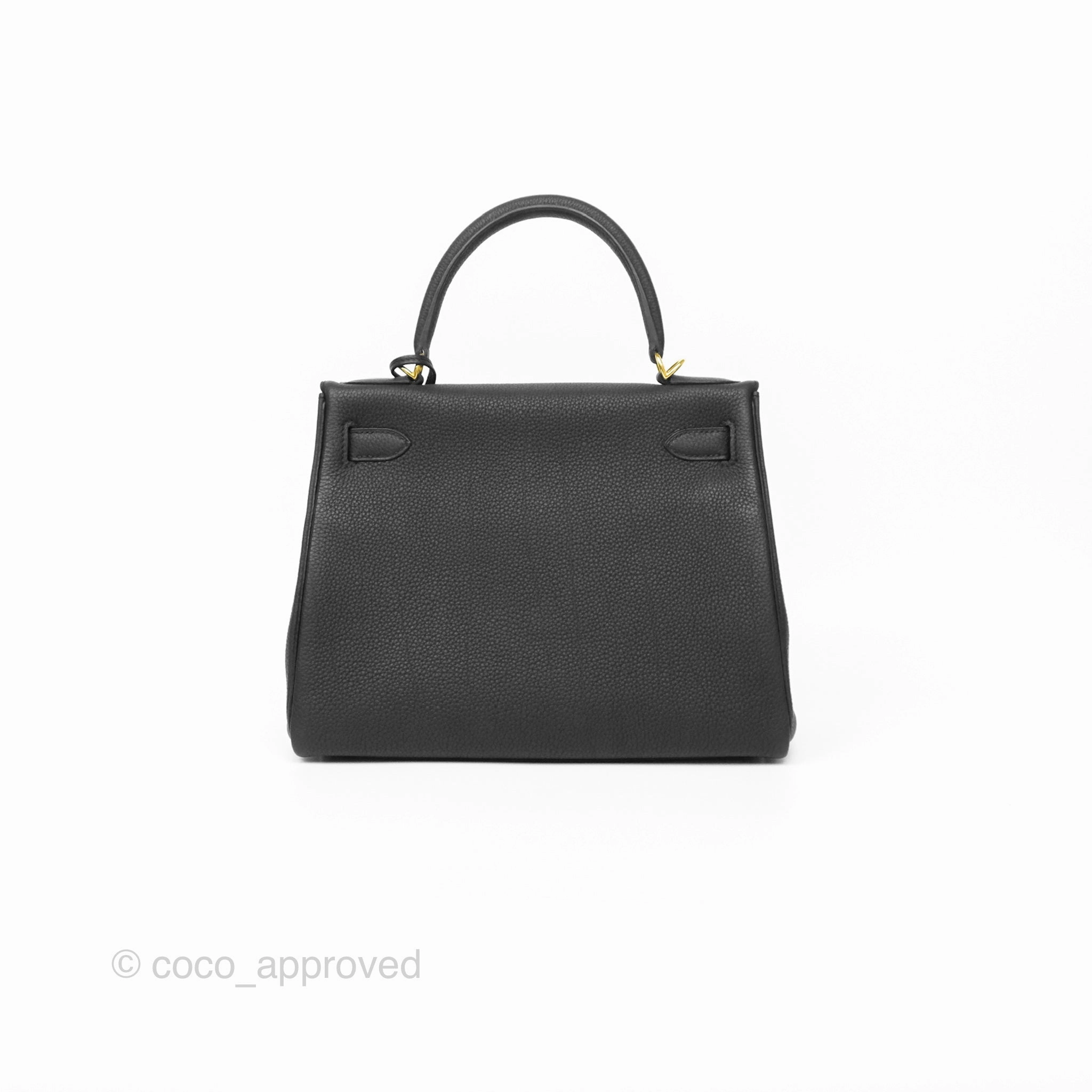 Herms Kelly 28 Retourne Noir Black 89 Clemence Gold Hardware