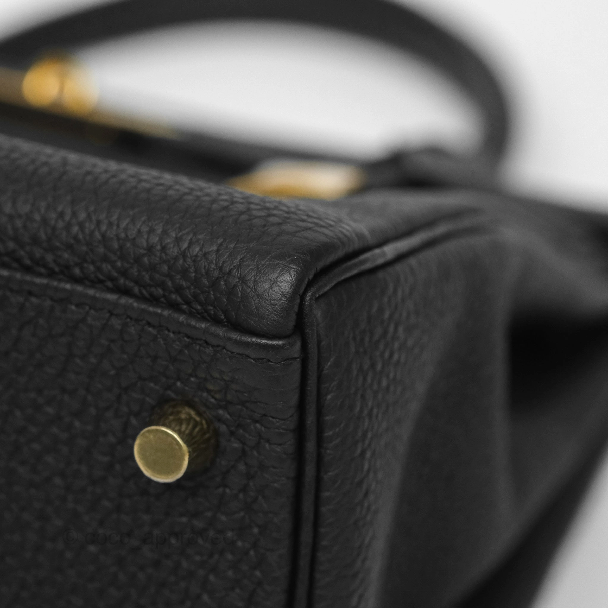 Herms Kelly 28 Retourne Noir Black 89 Clemence Gold Hardware