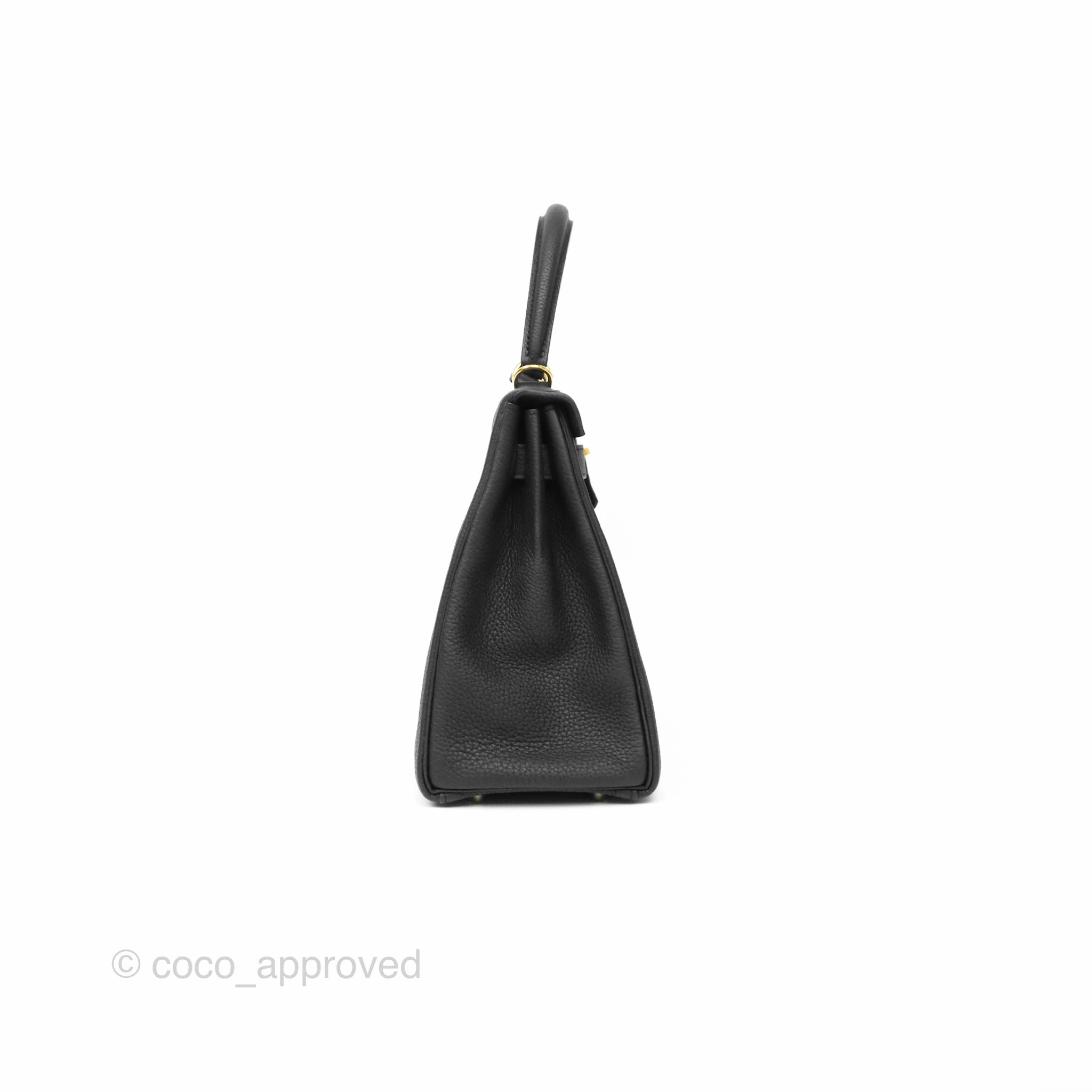 Herms Kelly 28 Retourne Noir Black 89 Clemence Gold Hardware