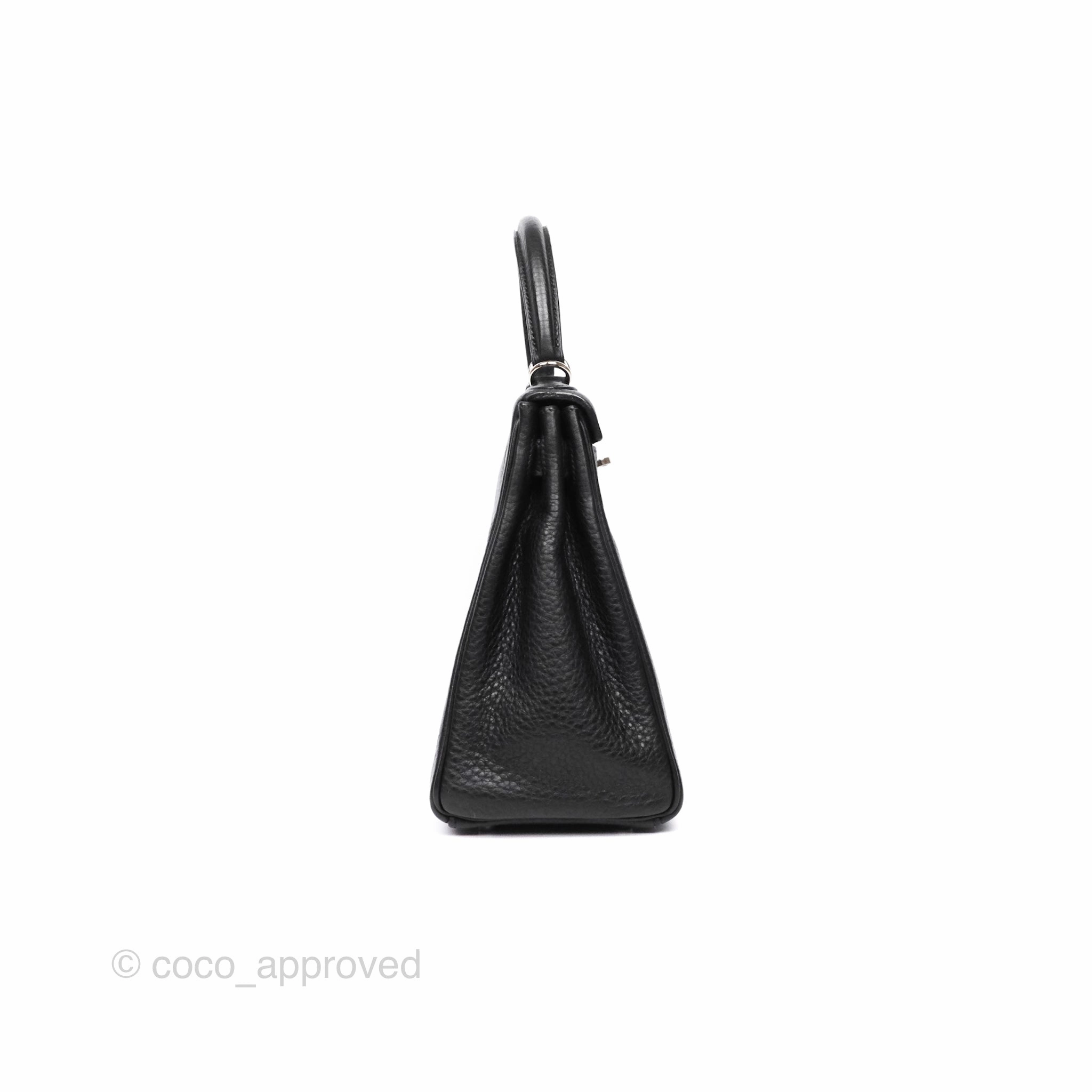 Herms Kelly 28 Retourne Noir Black 89 Clemence Palladium Hardware