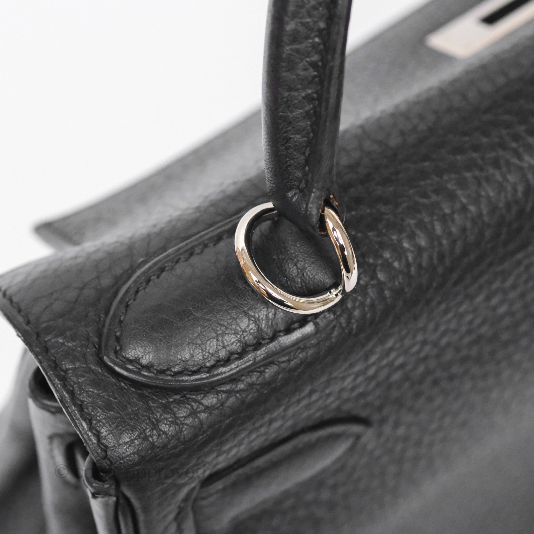 Herms Kelly 28 Retourne Noir Black 89 Clemence Palladium Hardware
