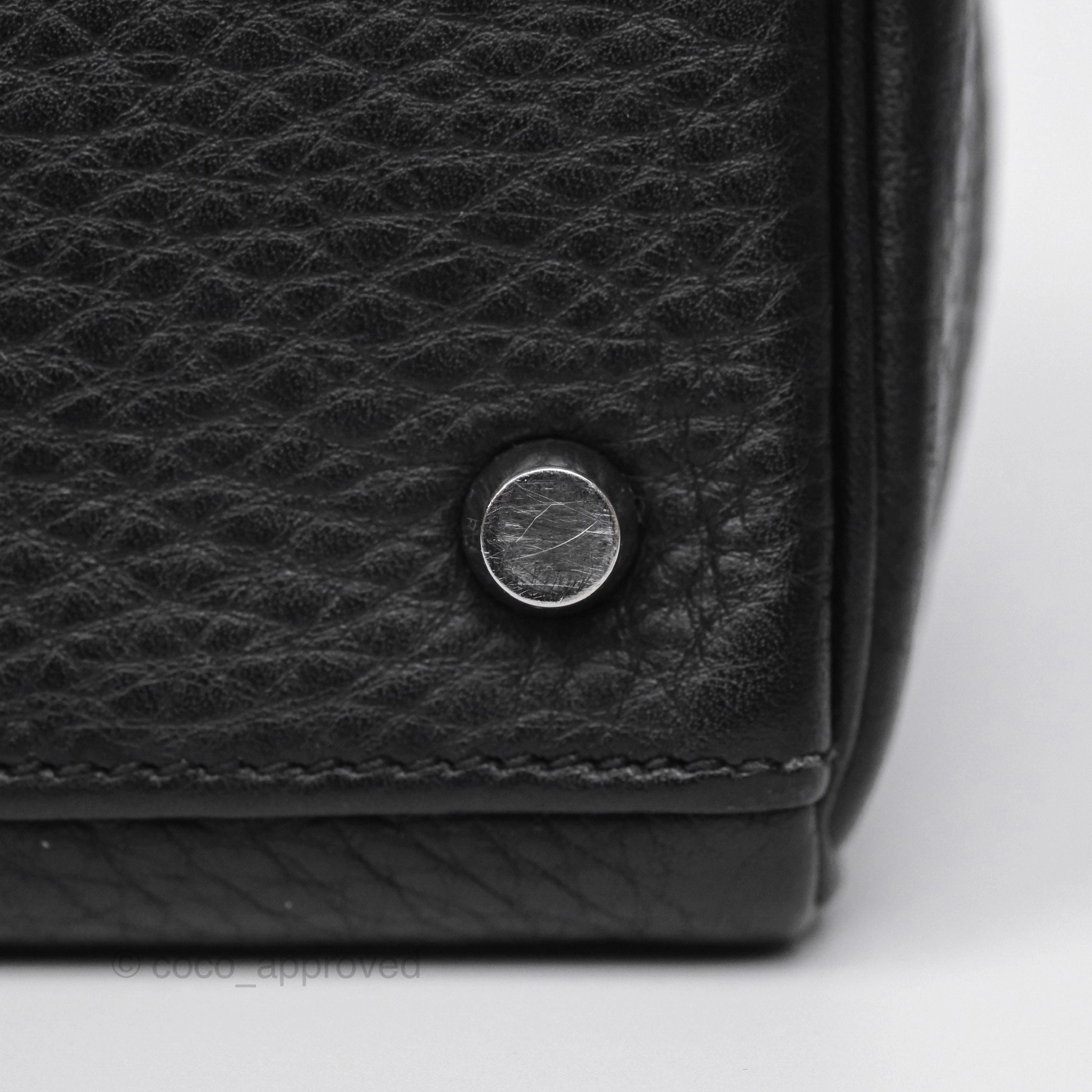 Herms Kelly 28 Retourne Noir Black 89 Clemence Palladium Hardware