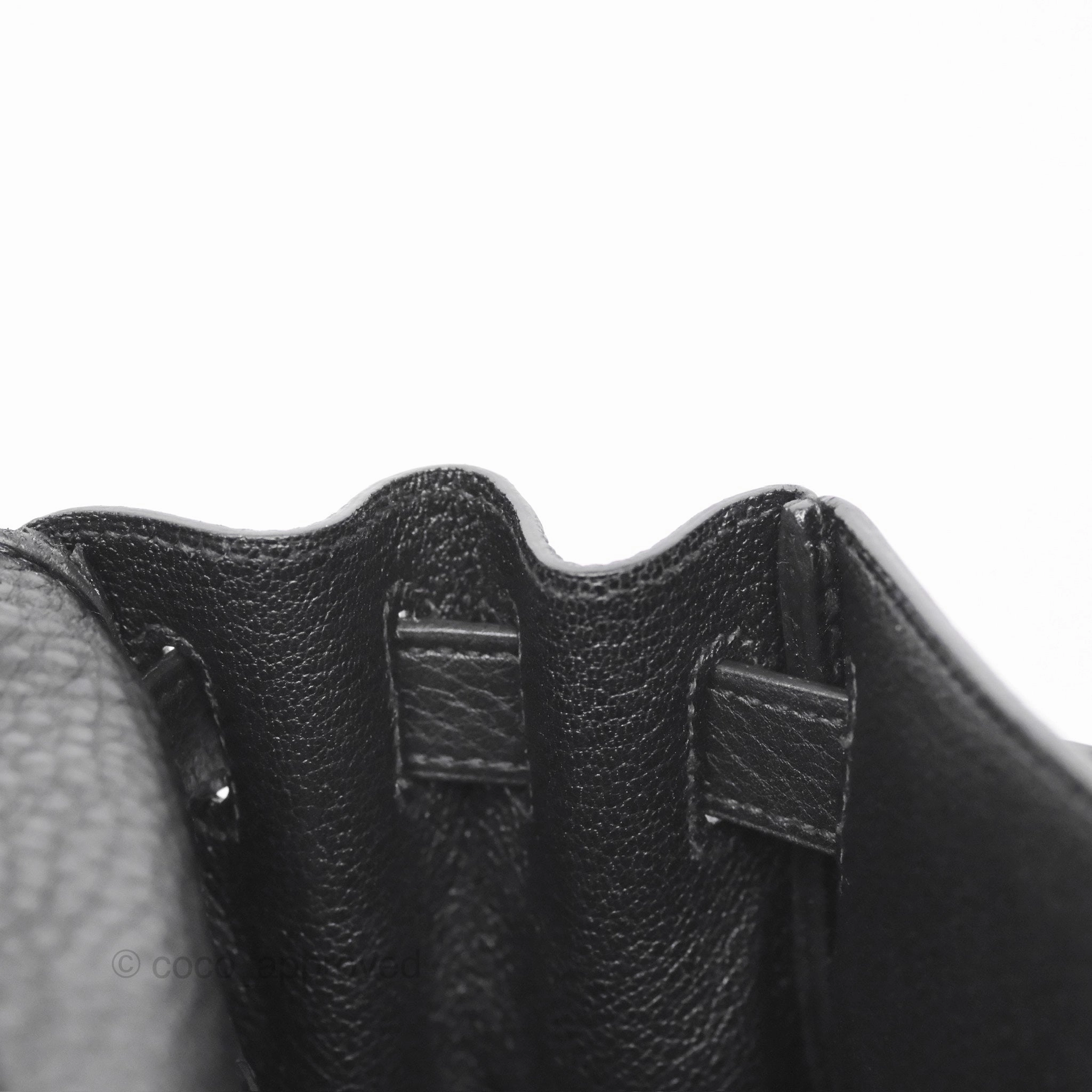 Herms Kelly 28 Retourne Noir Black 89 Clemence Palladium Hardware